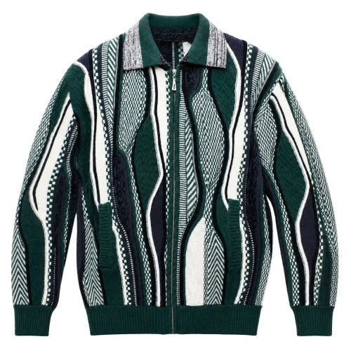 Silversilk Wool-Blend Full-Zip Sweater: Green