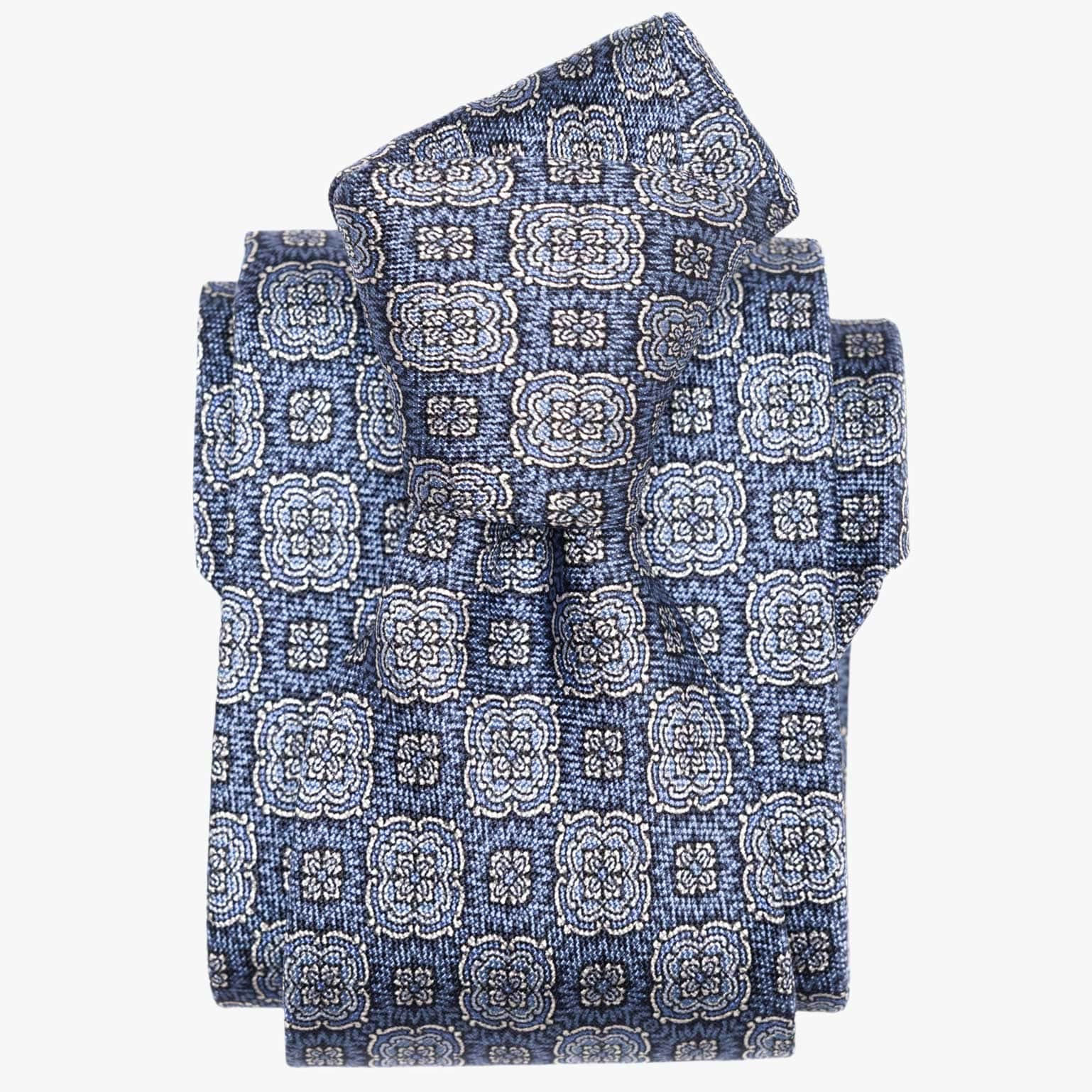 Veneto - Printed Silk Tie - Blue