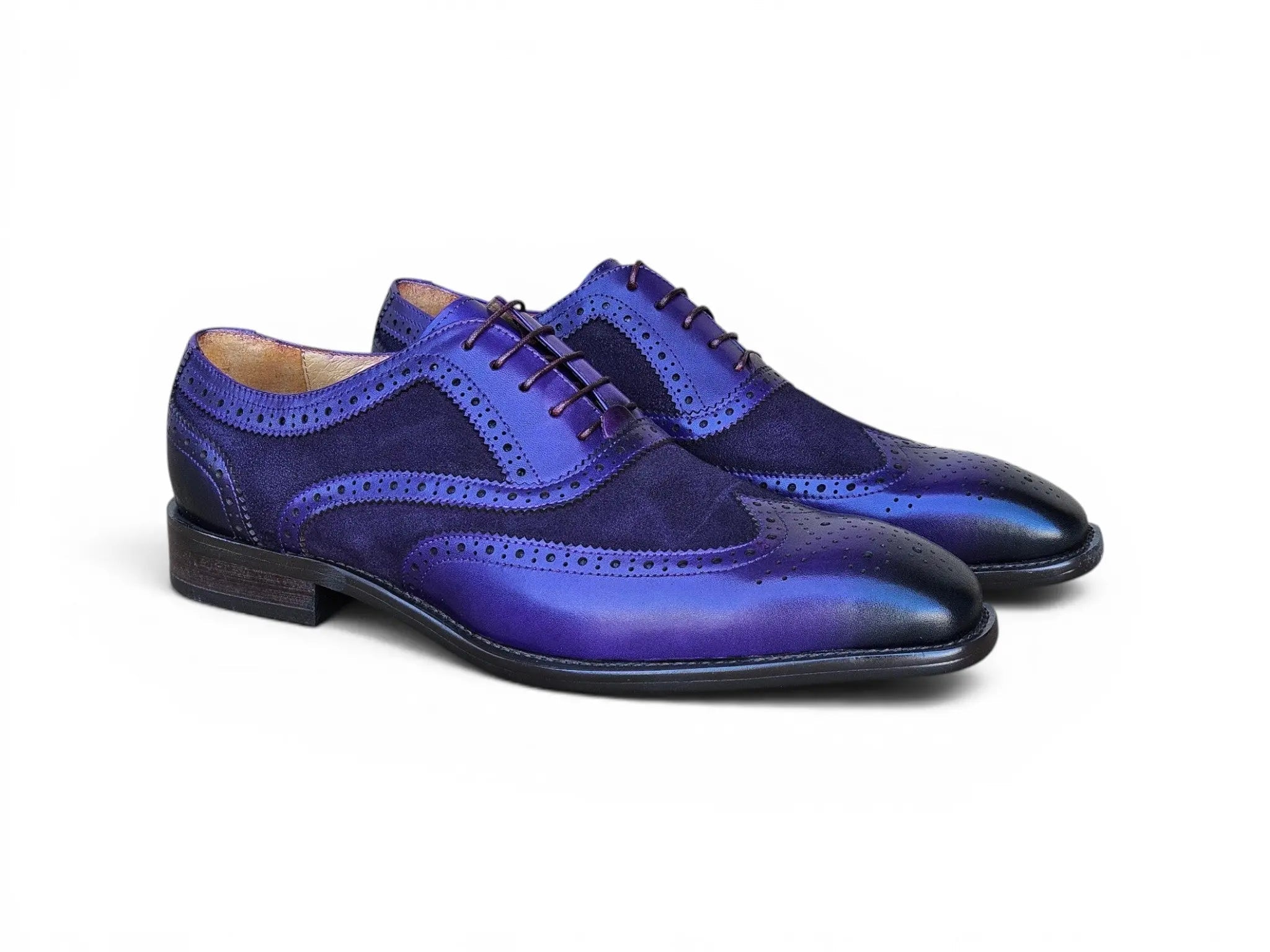 Mixed Media Burnished Wingtip Oxford