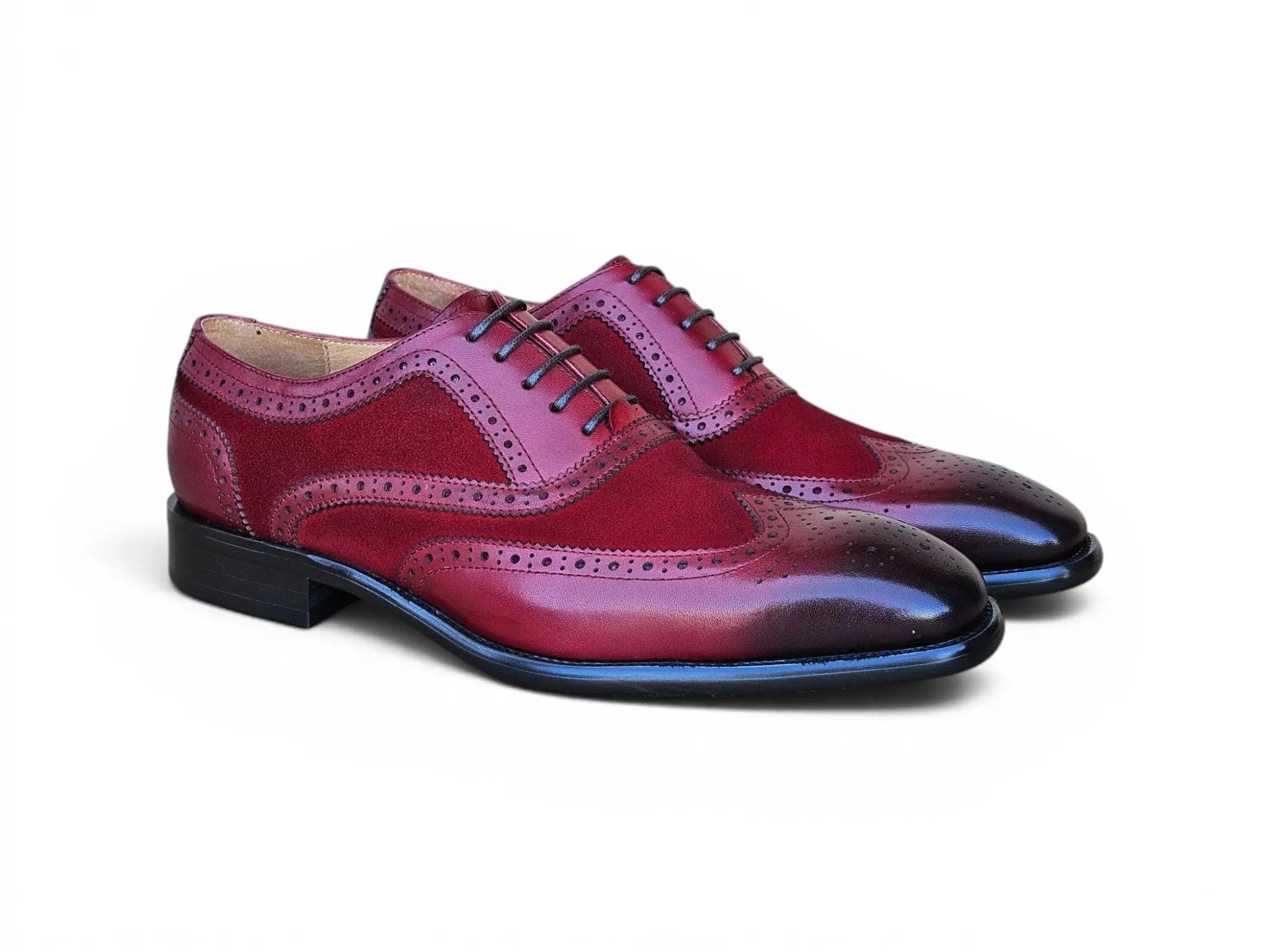 Mixed Media Burnished Wingtip Oxford