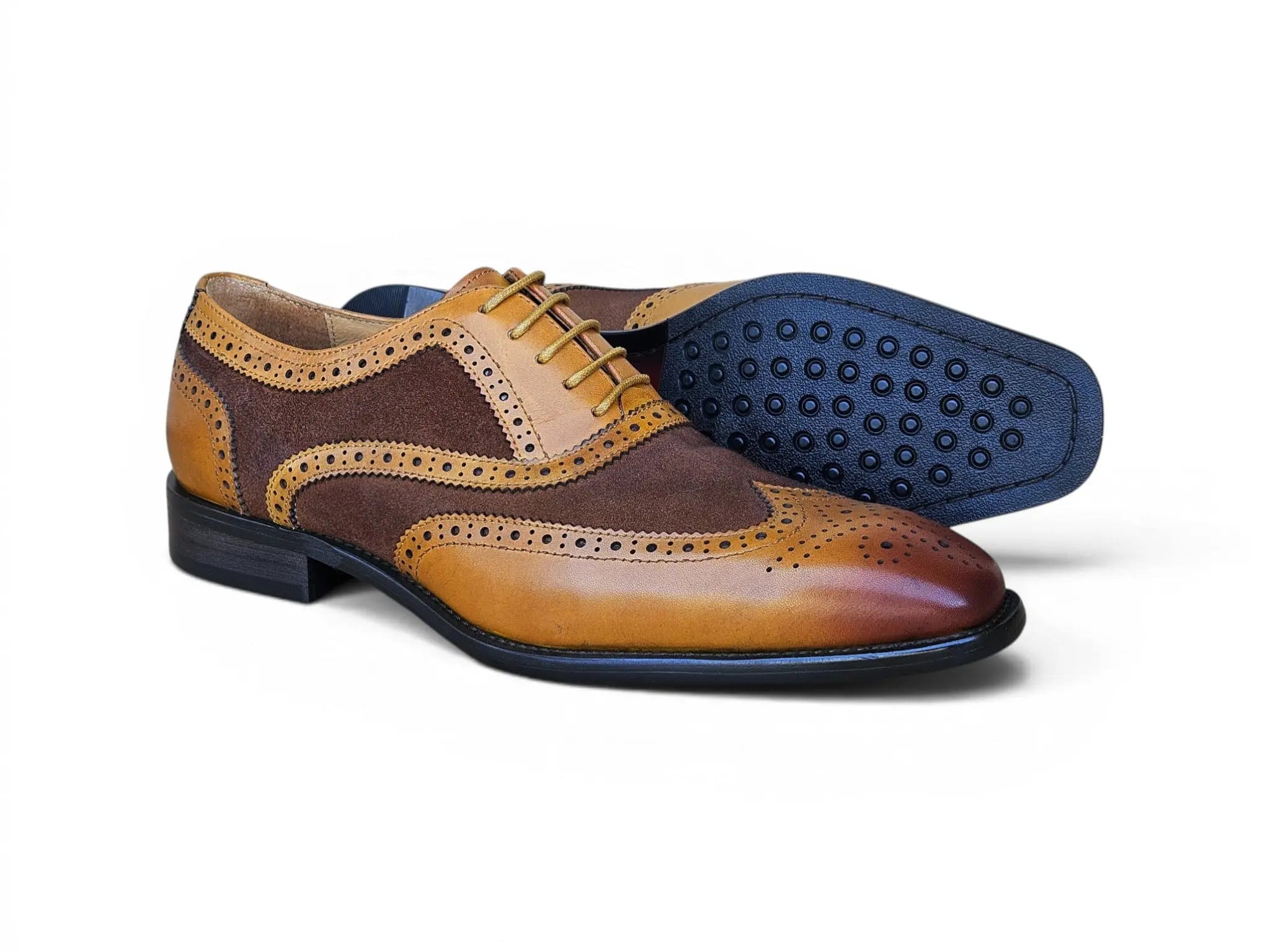 Mixed Media Burnished Wingtip Oxford