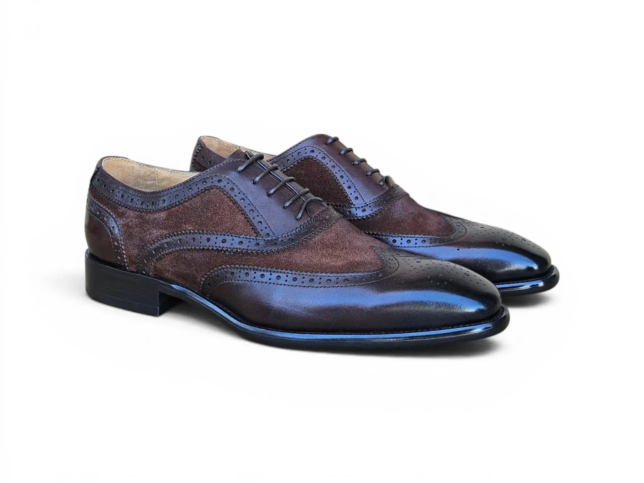 Mixed Media Burnished Wingtip Oxford