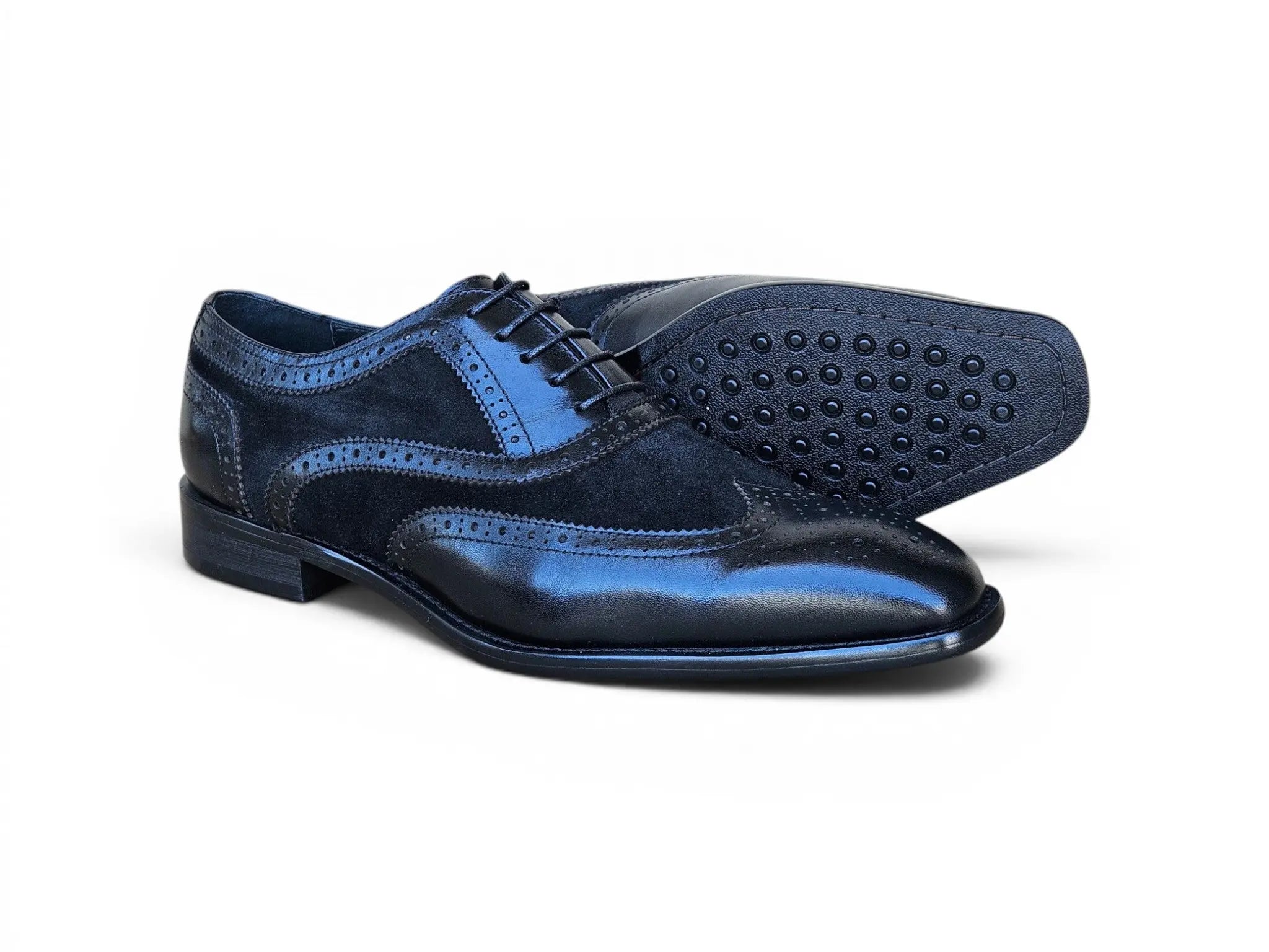 Mixed Media Burnished Wingtip Oxford
