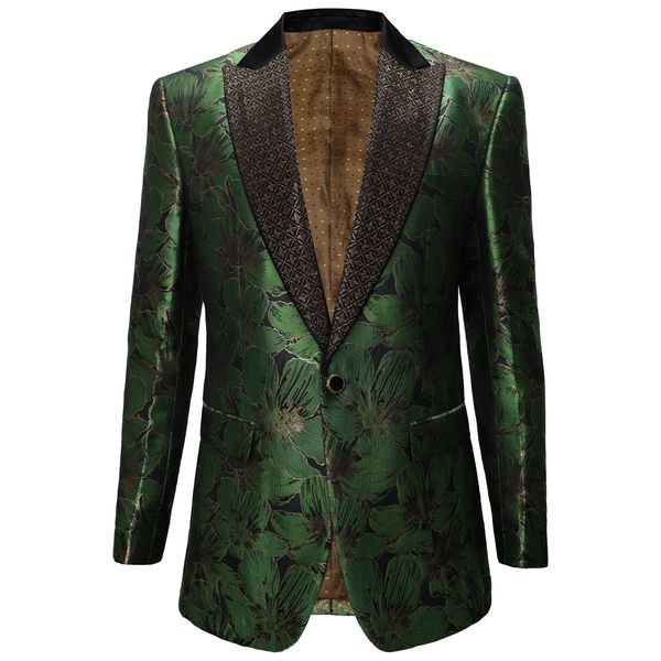 Midnight Bloom Jacquard Blazer GREEN GOLD