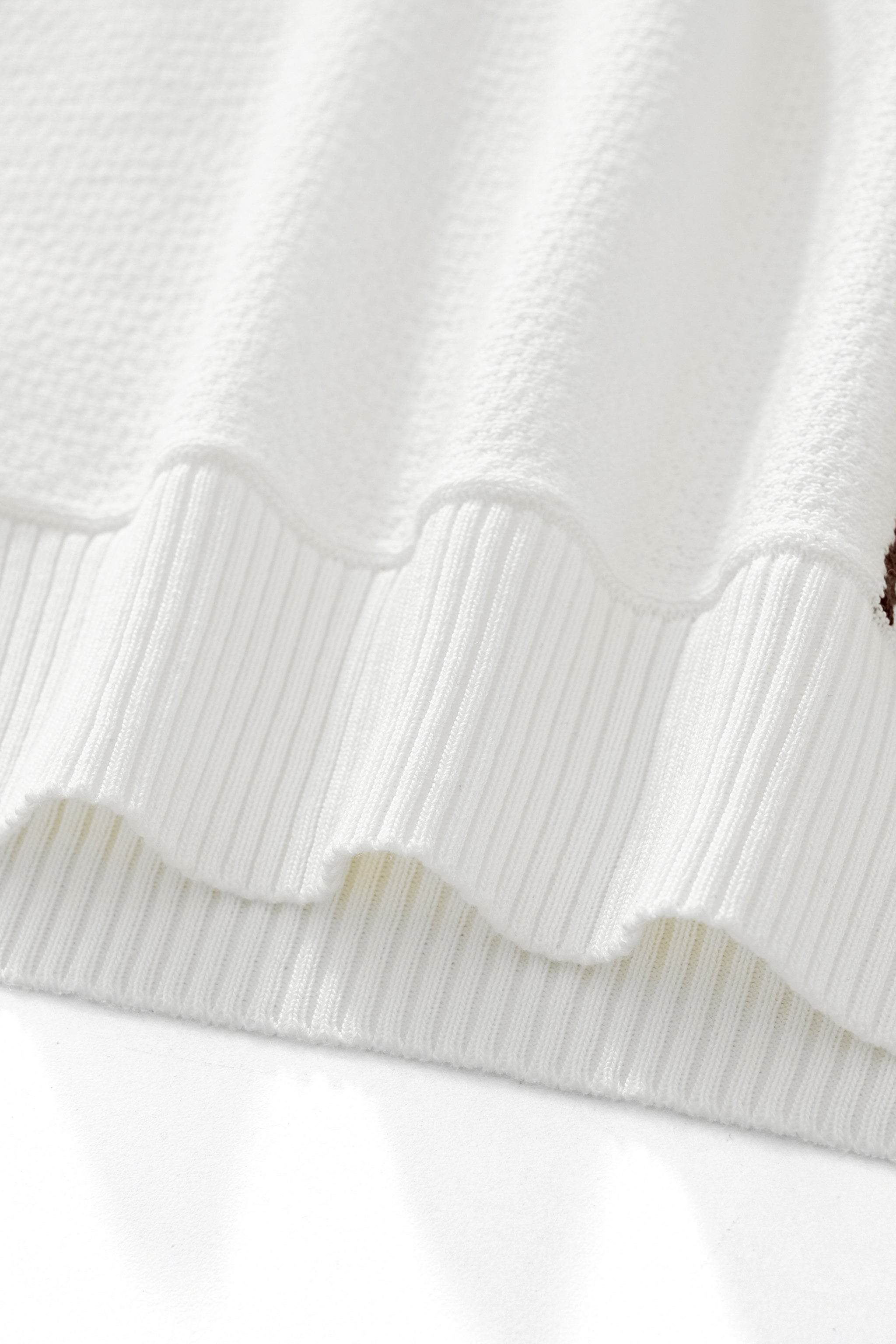 Retro Stripe Zip Knit Polo WHITE/KHAKI