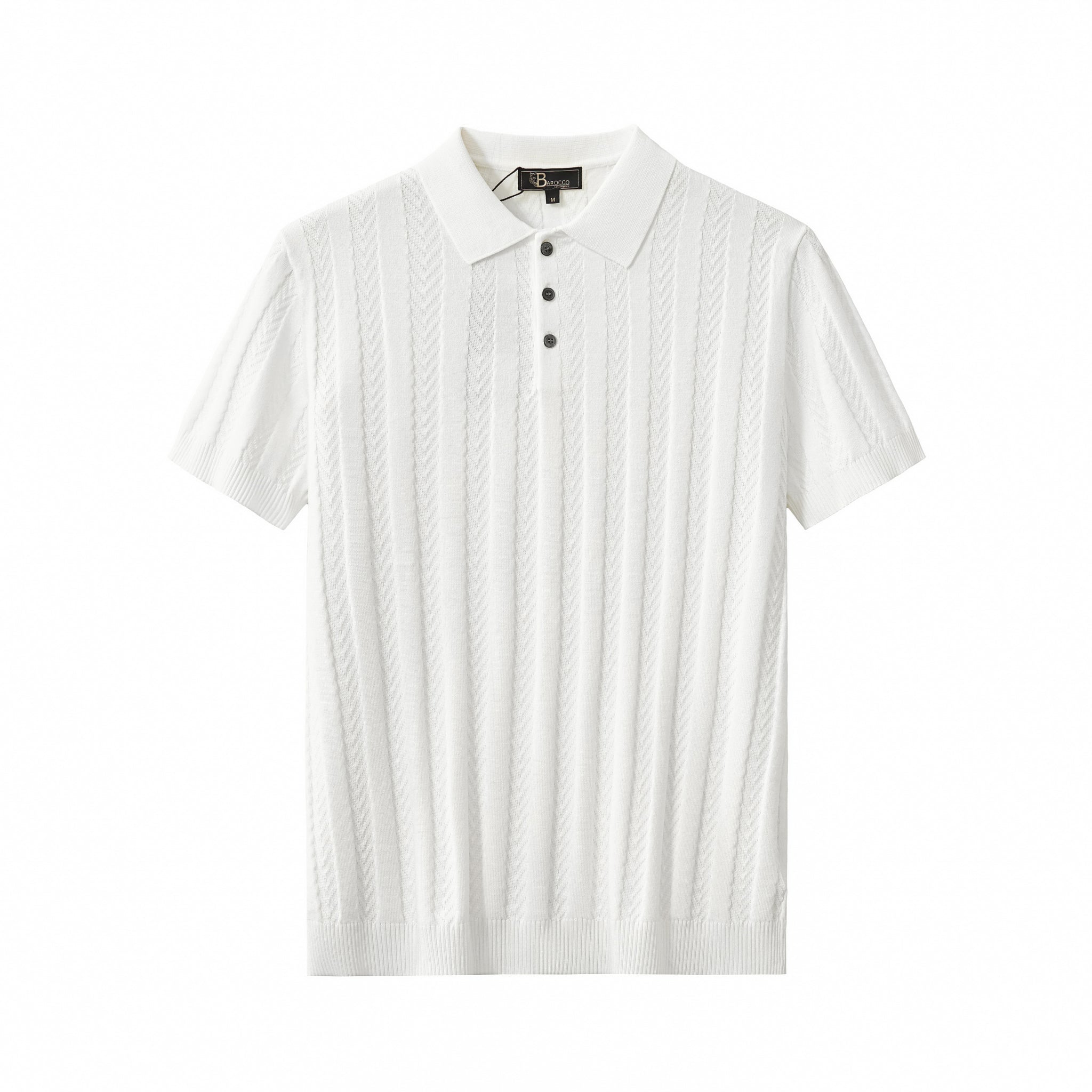 MetroLine Button Knit Polo WHITE