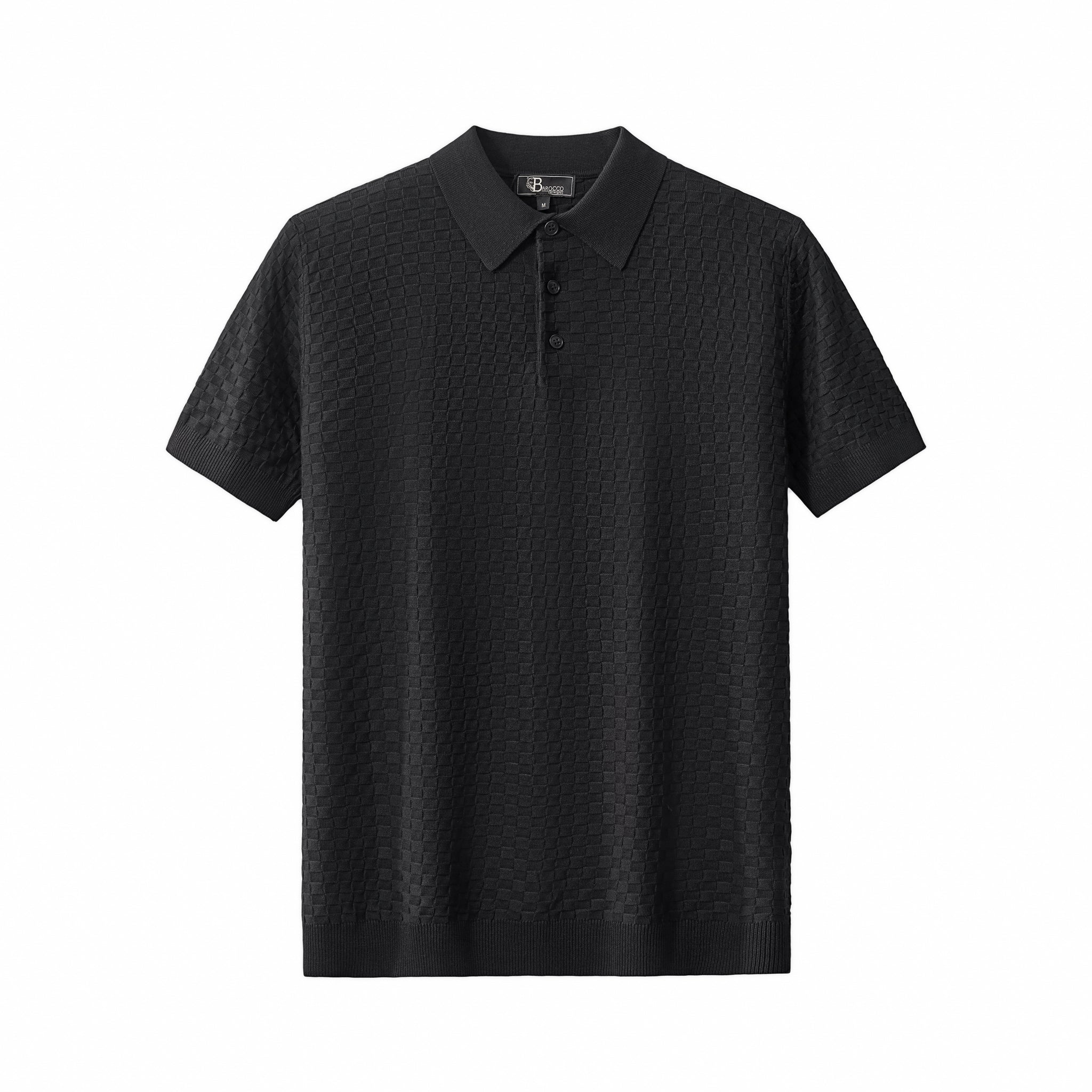 PrimeKnit Button Polo BLACK