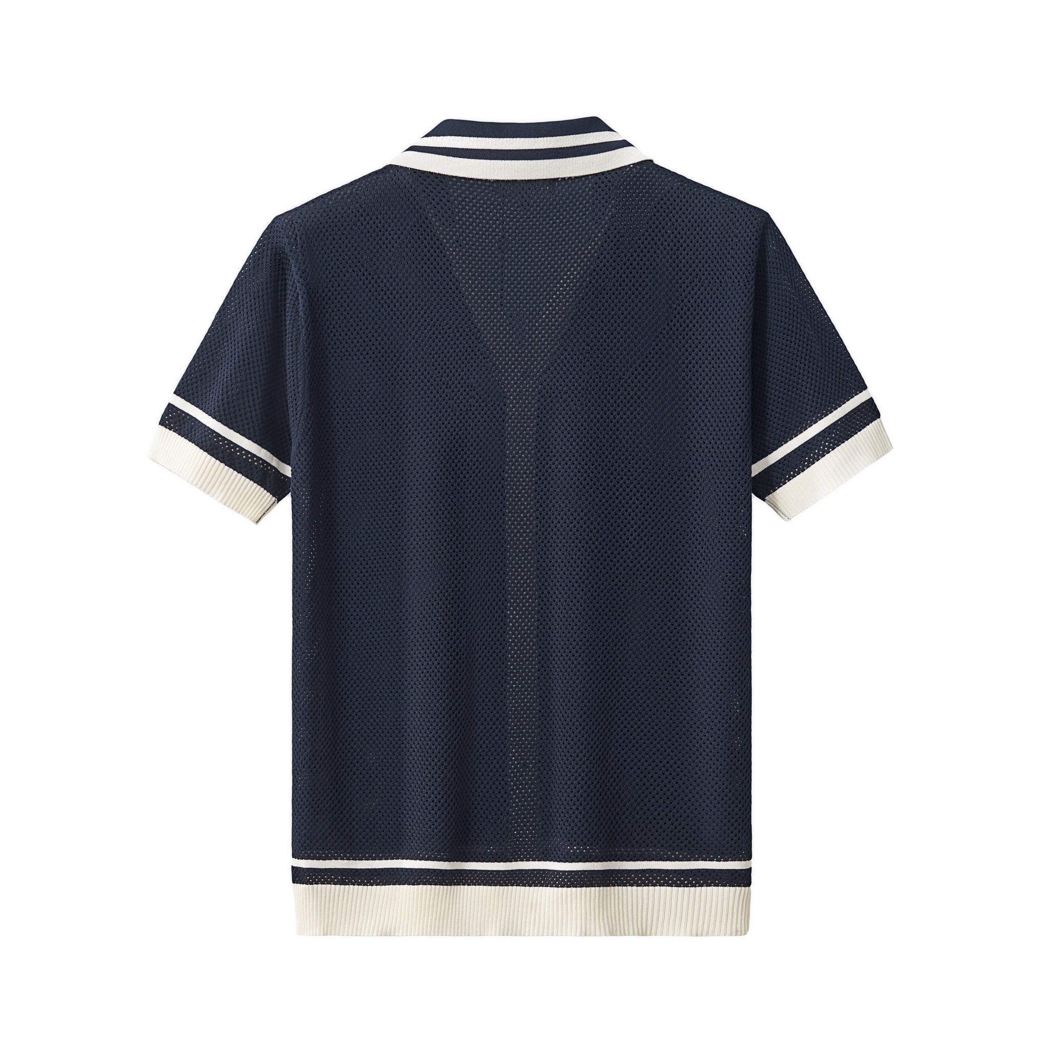 Contrast Trim Mesh Button-Up NAVY