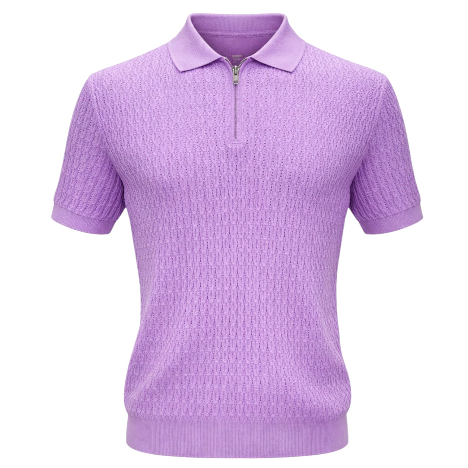 Stacy Adams Zip Knit Polo – Relaxed Fit Lavender 21051