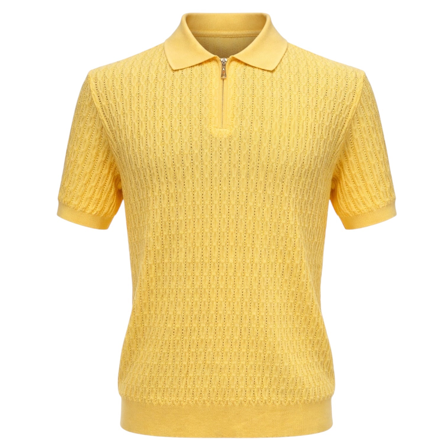Stacy Adams Zip Knit Polo – Relaxed Fit Yellow 21051