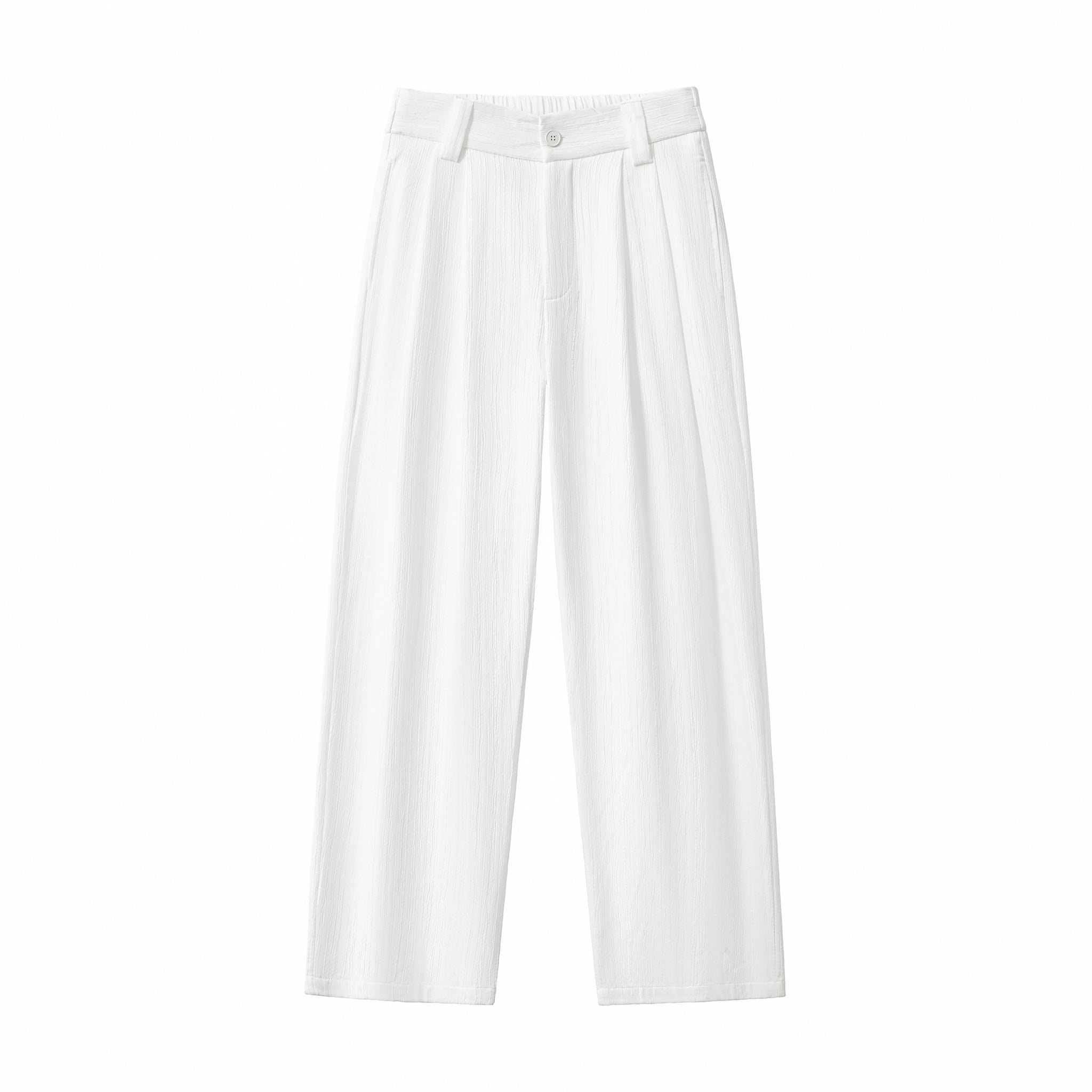 Crinkle Texture Shirt & Pant Set WHITE