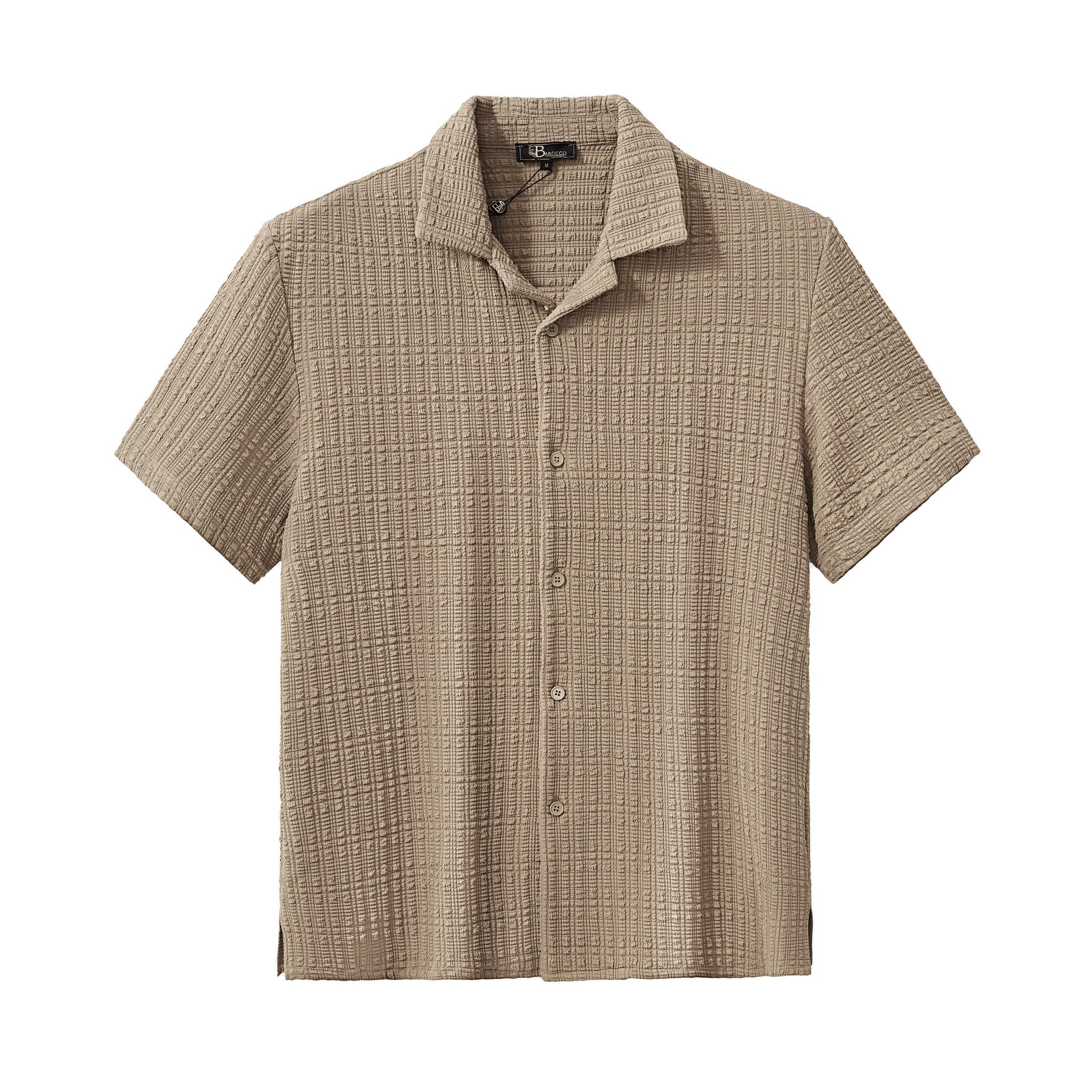 Loft Set – Textured Short Sleeve Shirt & Pant BROWN