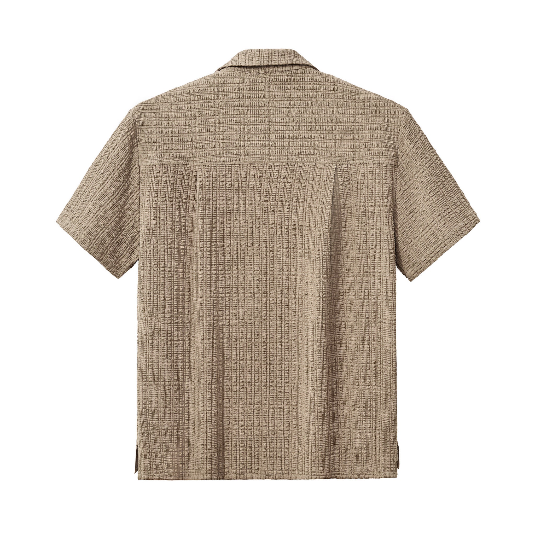 Loft Set – Textured Short Sleeve Shirt & Pant BROWN