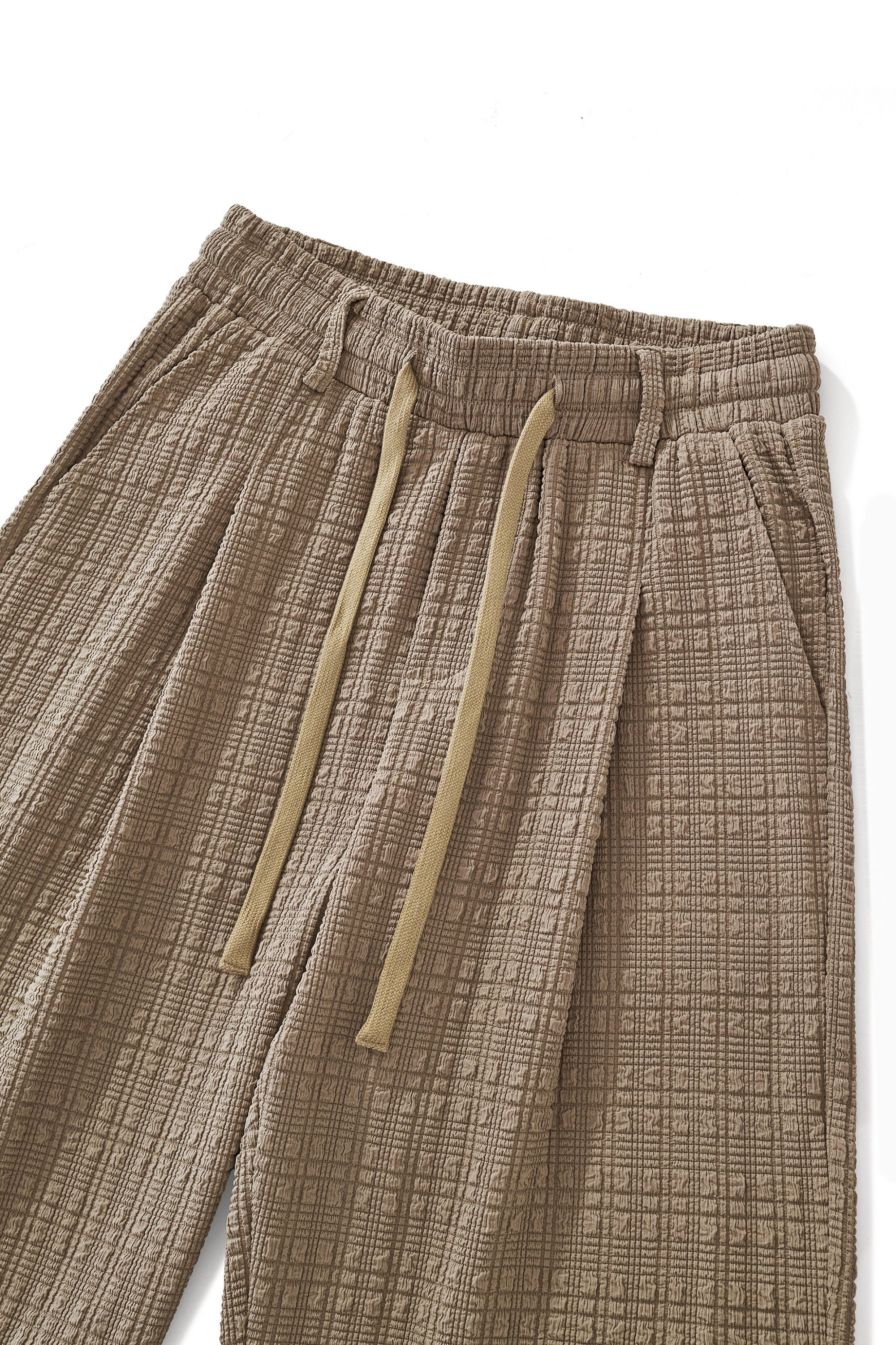 Loft Set – Textured Short Sleeve Shirt & Pant BROWN