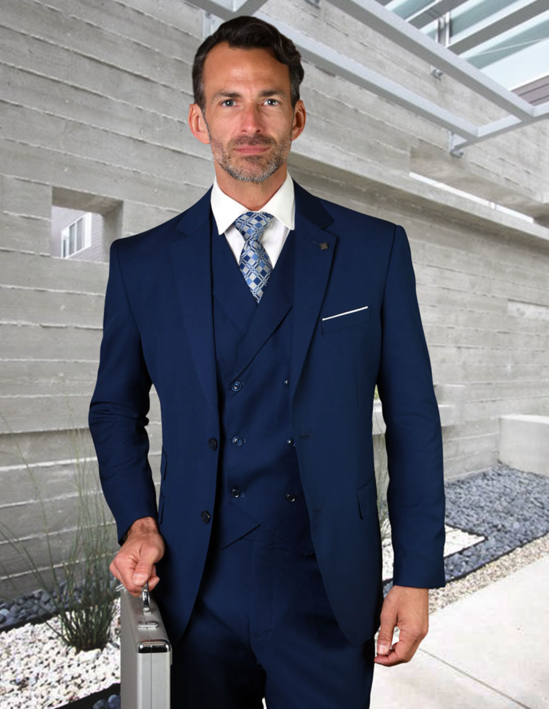 Italiano 3pc Wool Suit (Sapphire Blue) DB VEST