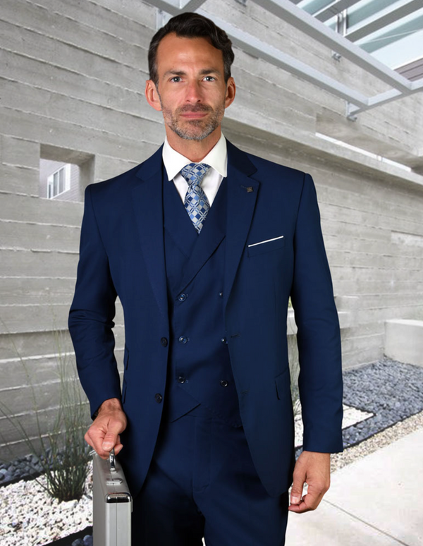 Italiano 3pc Wool Suit (Sapphire Blue) DB VEST