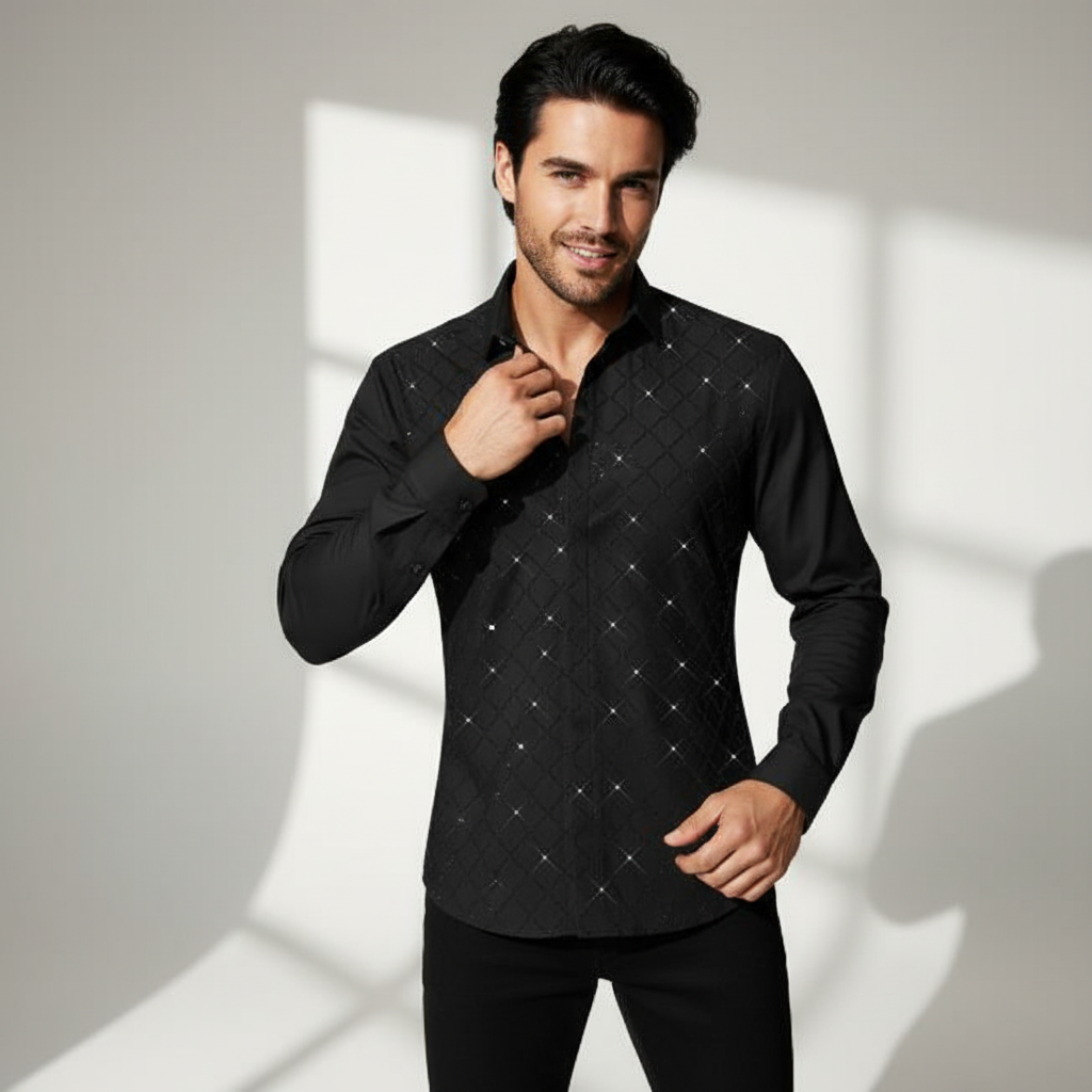 Electric Aura Button-Up Shirt BLACK/BLACK