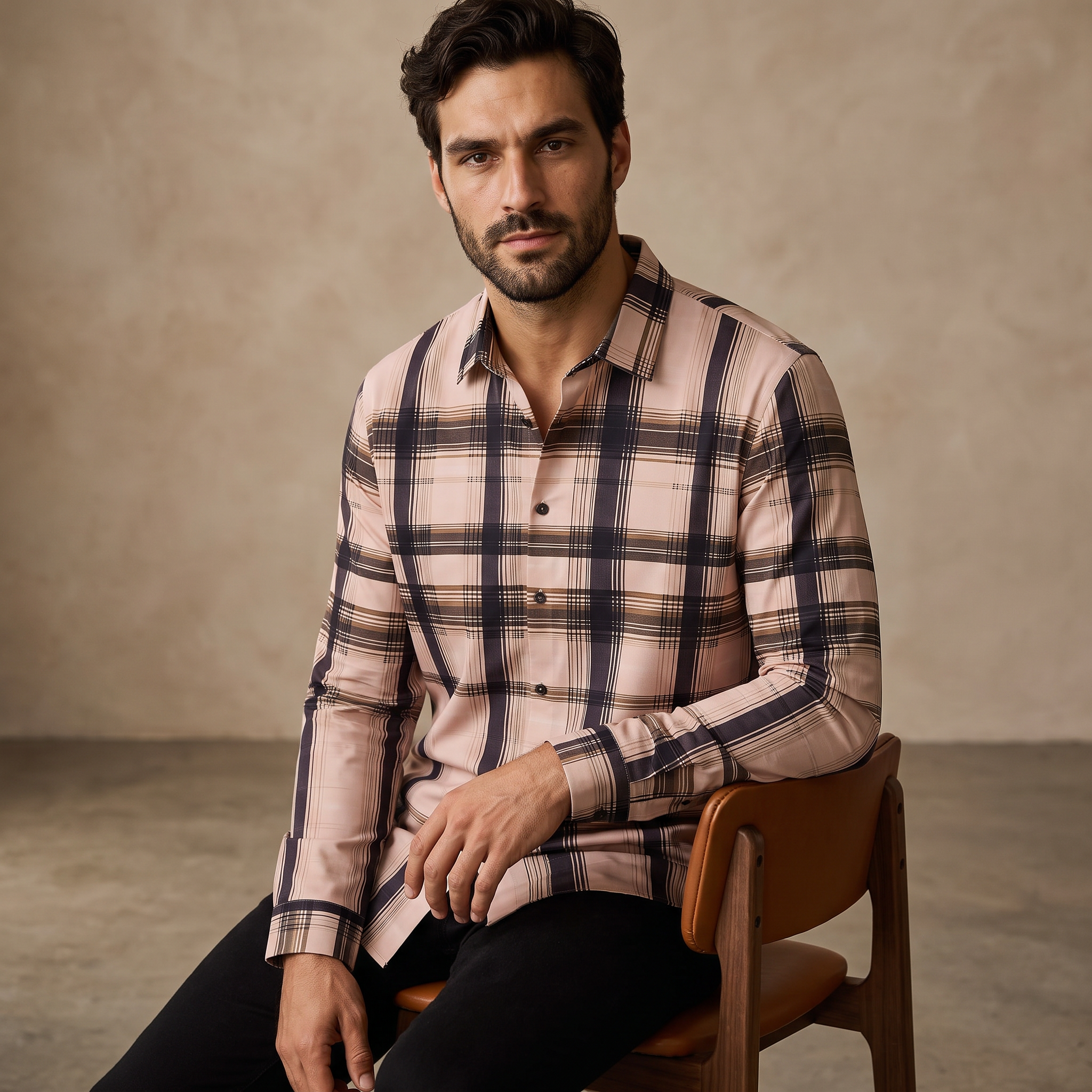 Heritage Plaid Stretch Woven Shirt-El Baron KHAKI