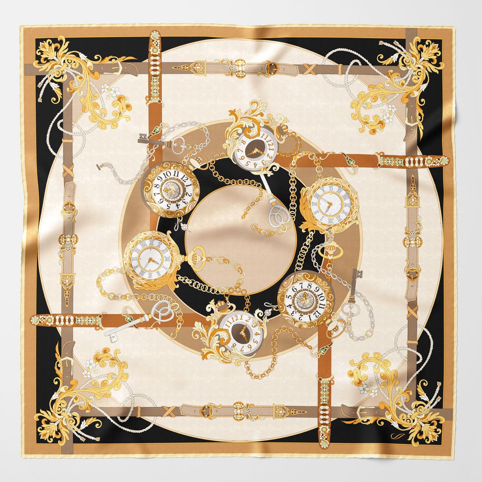 Moment in Time - Silk Foulard - Gold