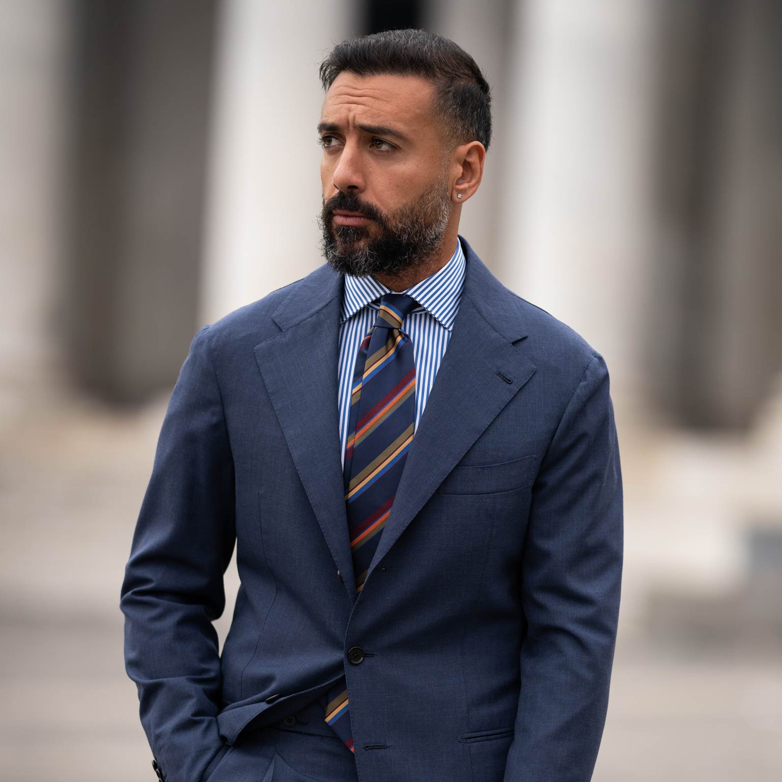 Battisti - Silk Jacquard Tie - Navy