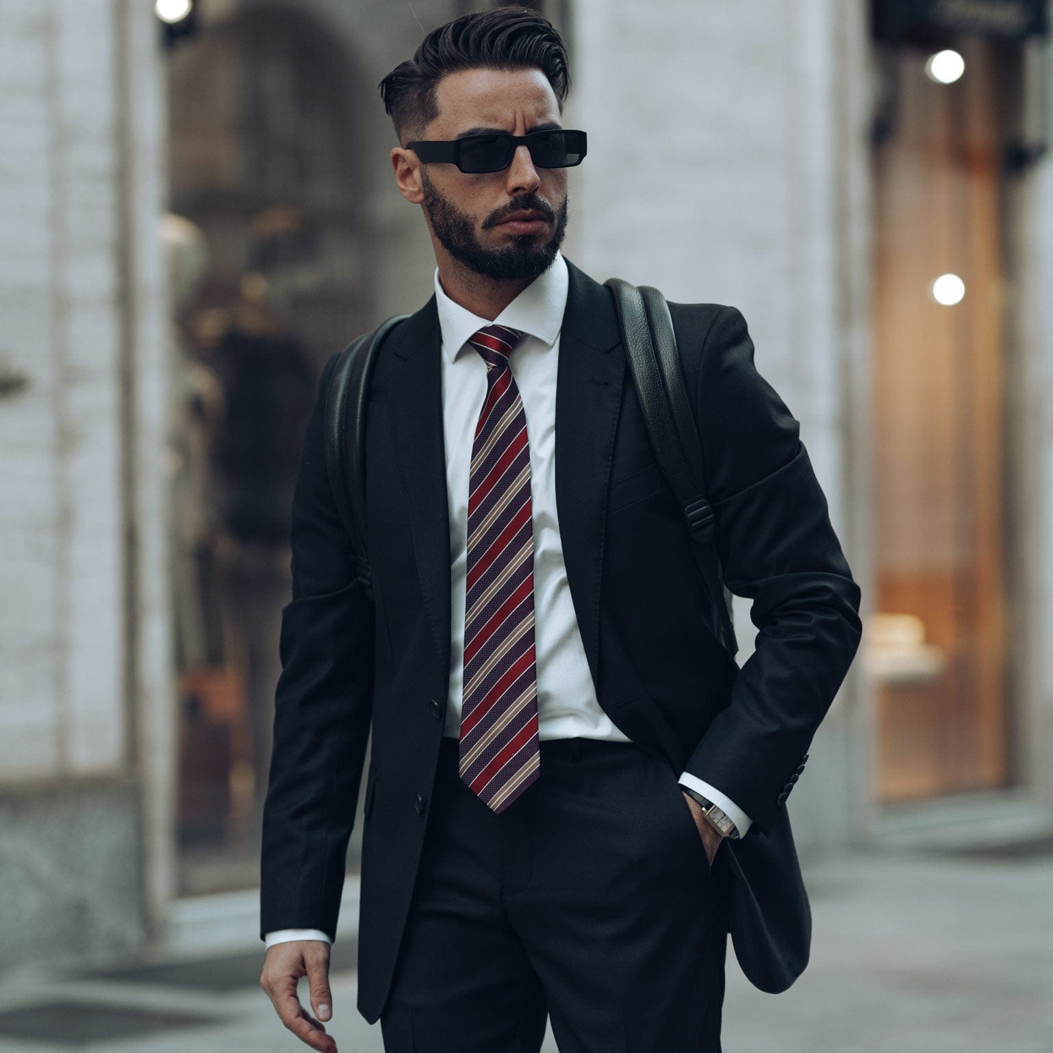 Vesuvio - Silk Jacquard Tie - Red and Burgundy