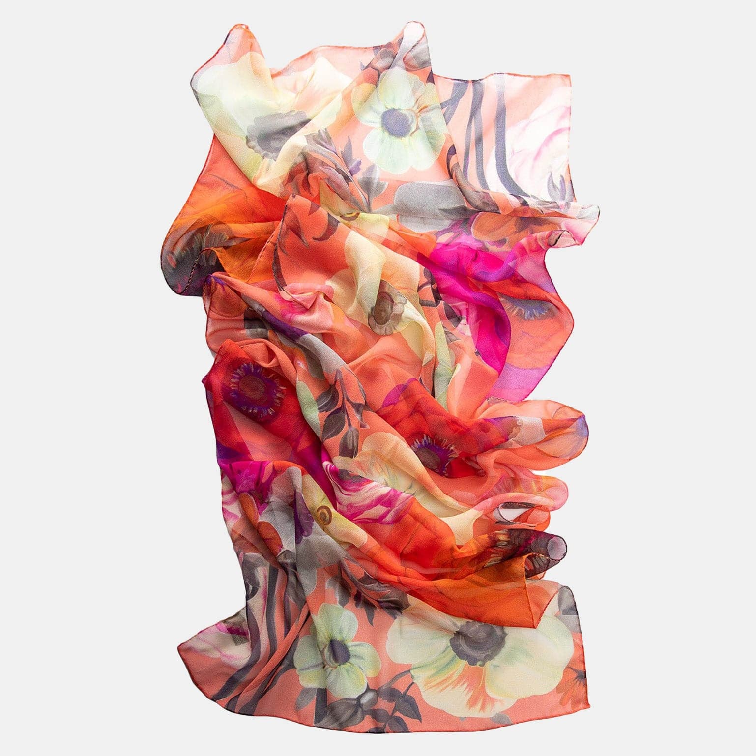 Campo de' Fiori - Long Silk Scarf - Coral