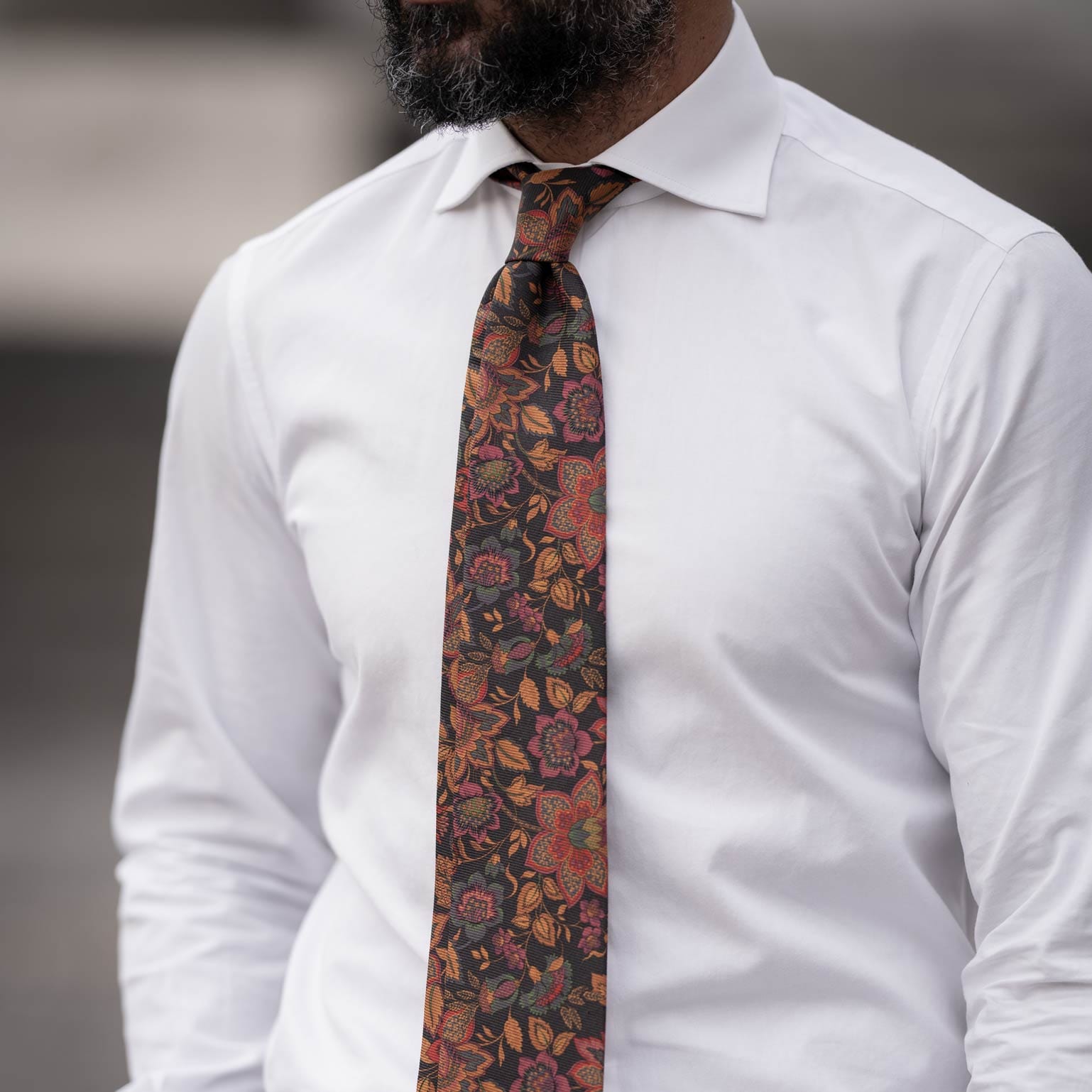 Calvino - Printed Madder Silk Tie - Black