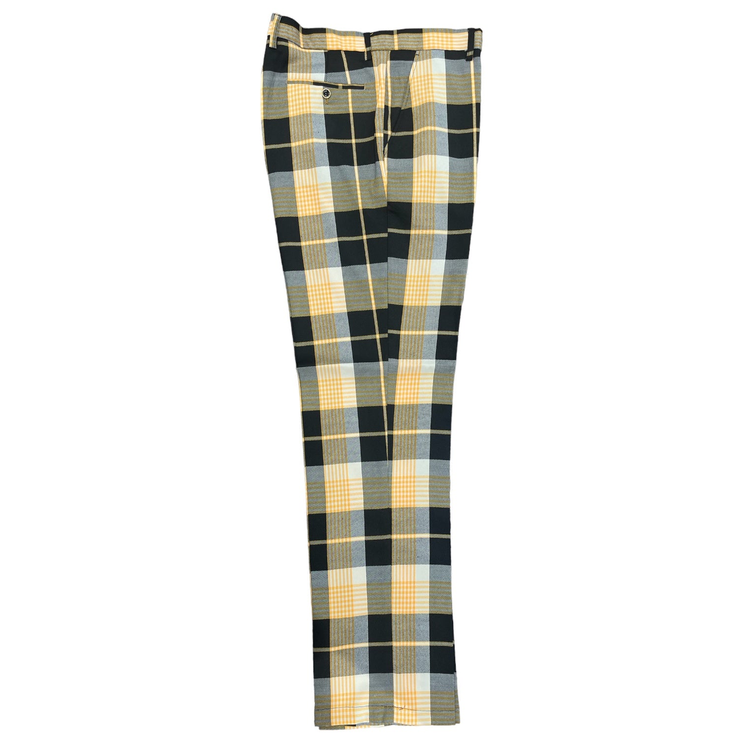 Prestige Men’s Black/Yellow Plaid Dress Pants – Black 4 38
