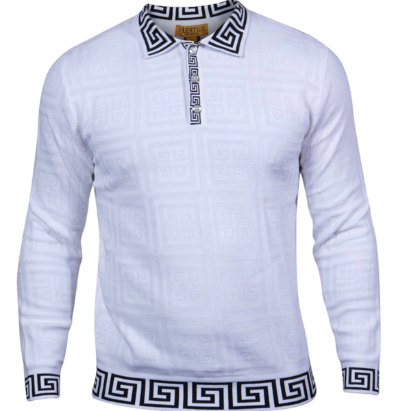 Prestige Greek "Halo" Polo Sweater (White) 457