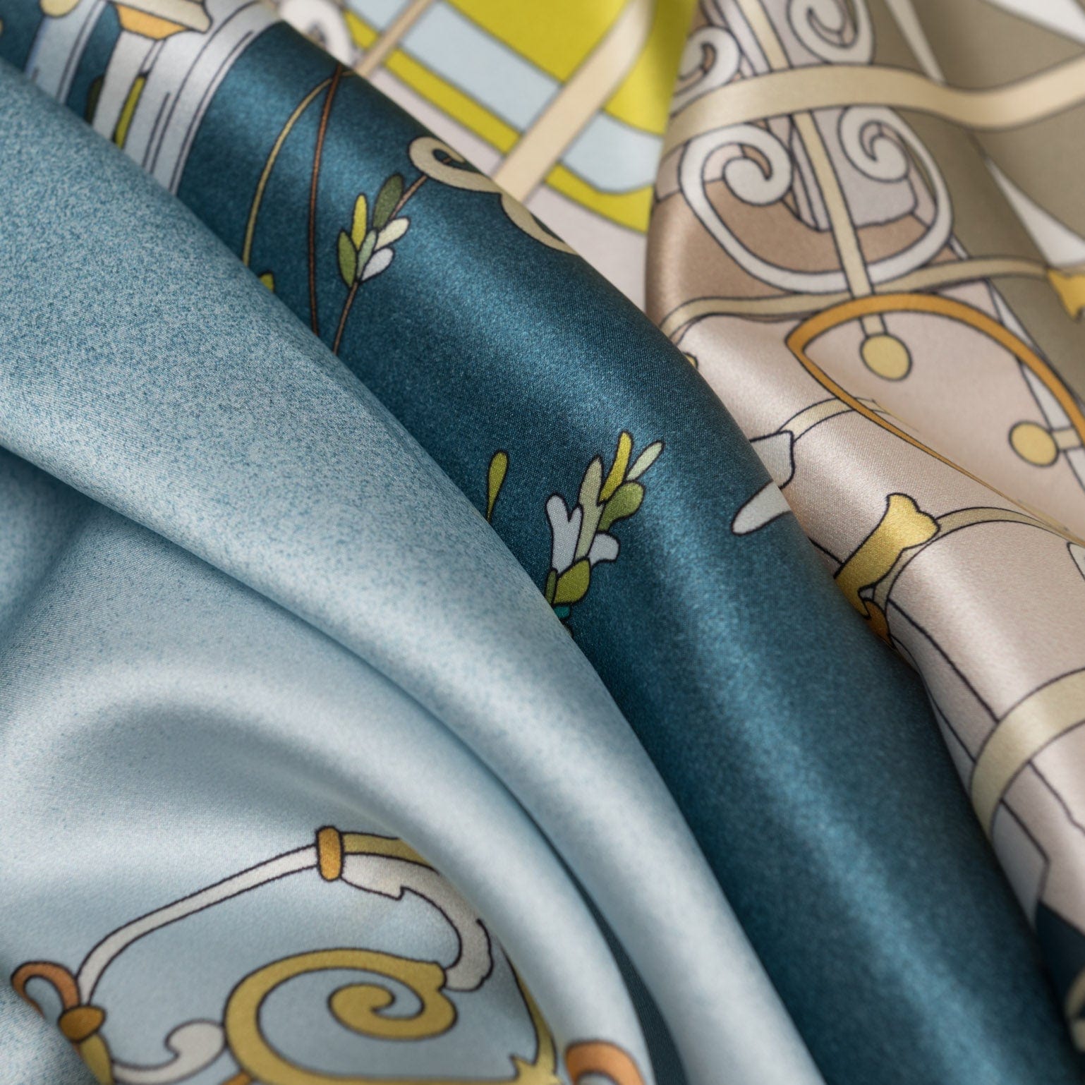 Garden of Dreams - Silk Foulard - Aqua