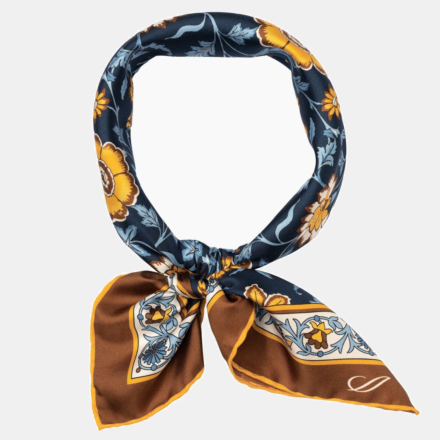 Carrara - Silk Neckerchief - Navy & Mustard