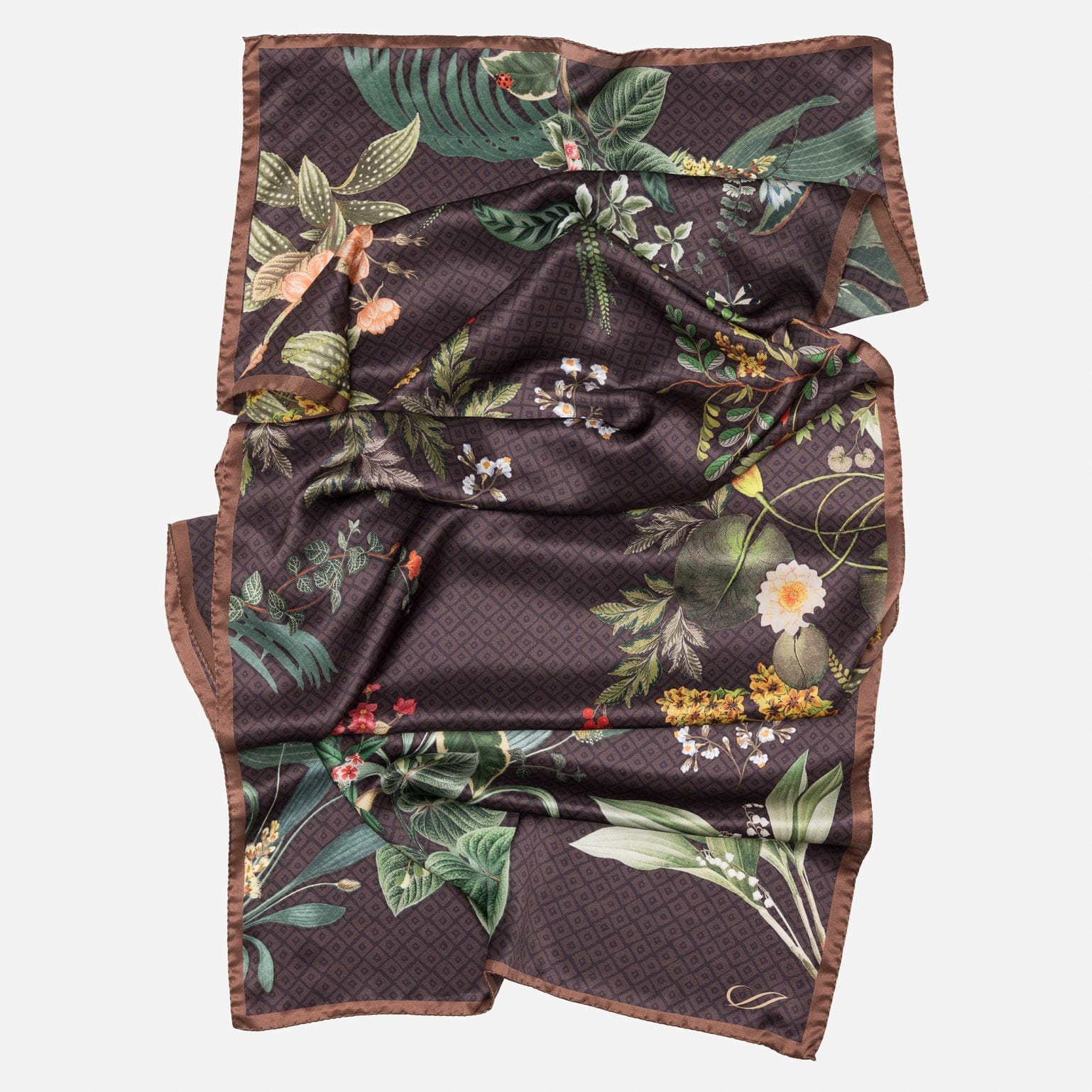 Sara - Long Silk Scarf - Chocolate