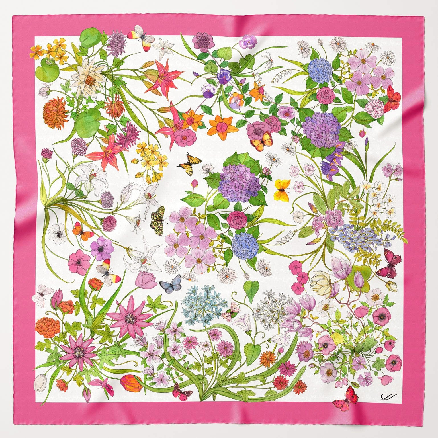Flora - Silk Foulard - Pink