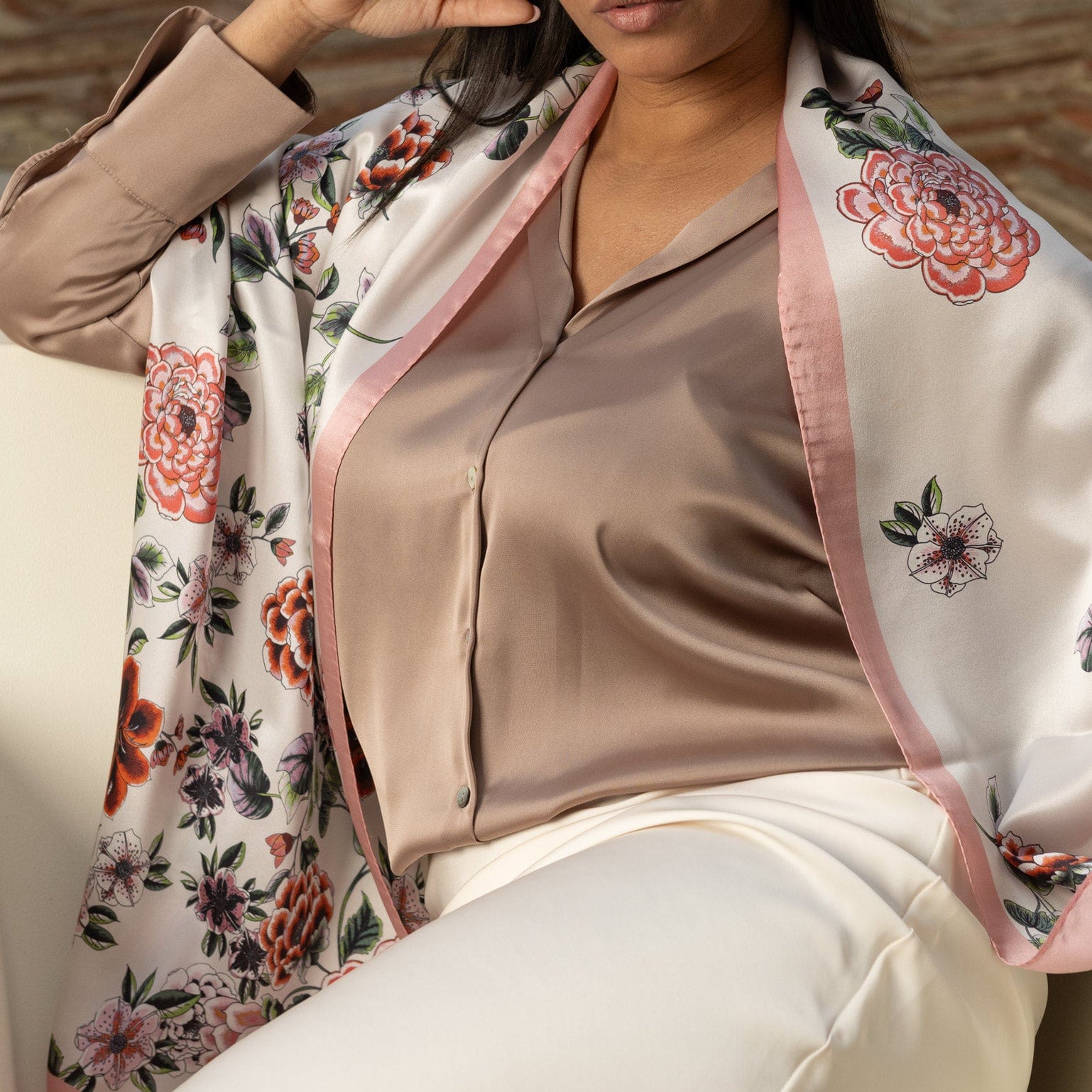 Bella - Silk Scarf Shawl - Rose