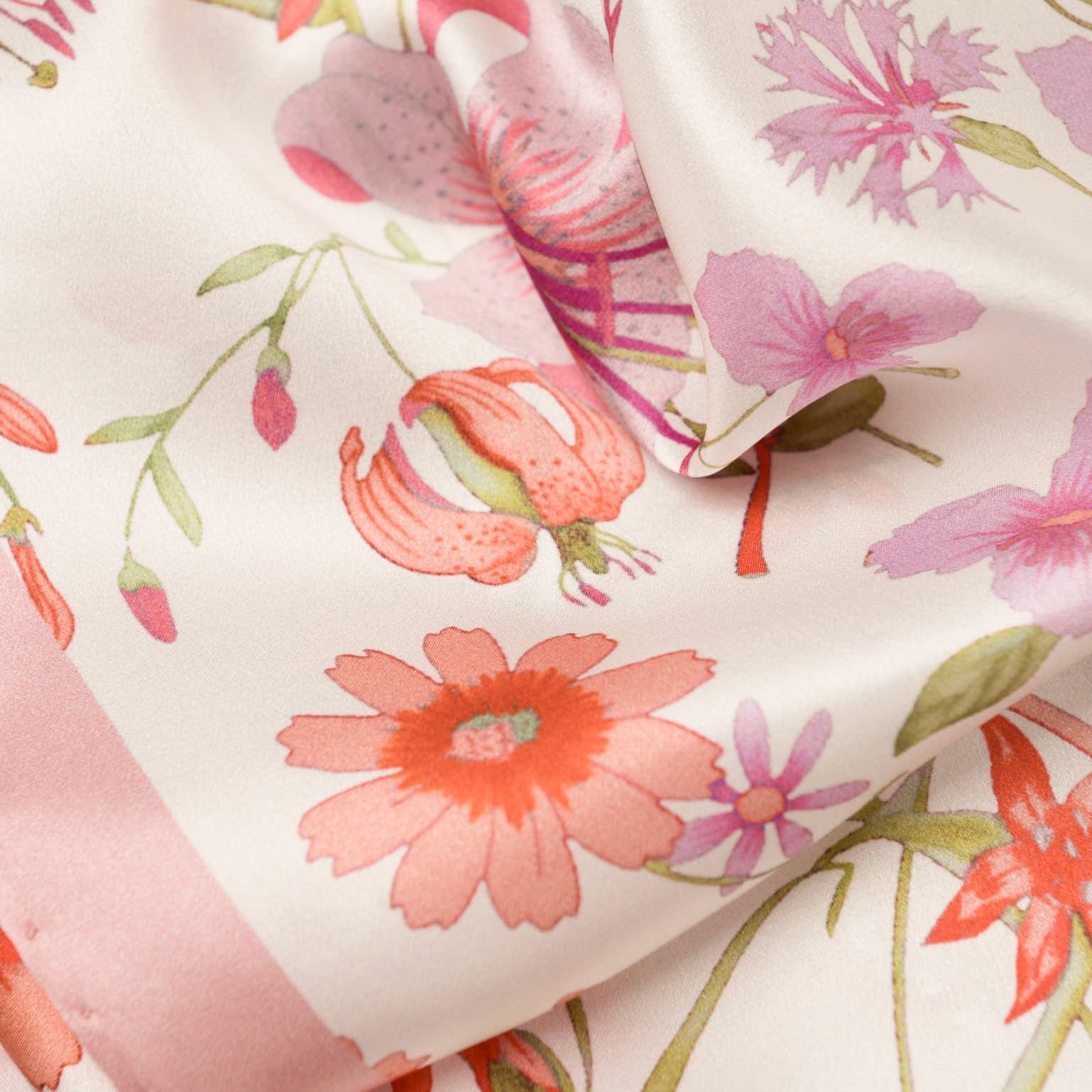 Primavera - Long Silk Scarf - Pink