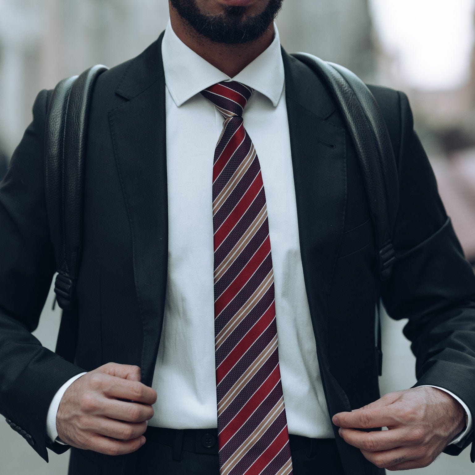 Vesuvio - Silk Jacquard Tie - Red and Burgundy