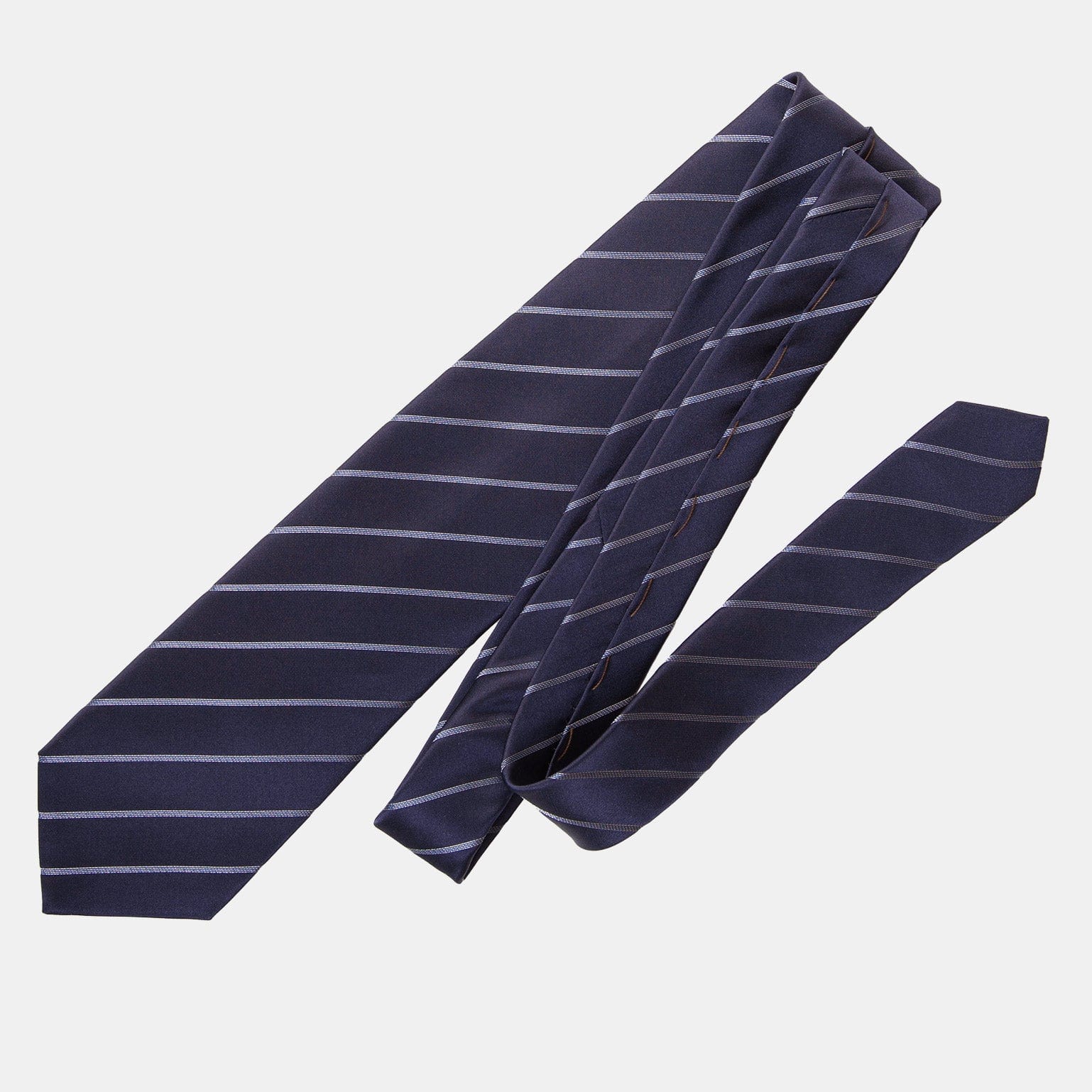 Esino - Silk Jacquard Tie - Midnight Blue and Silver