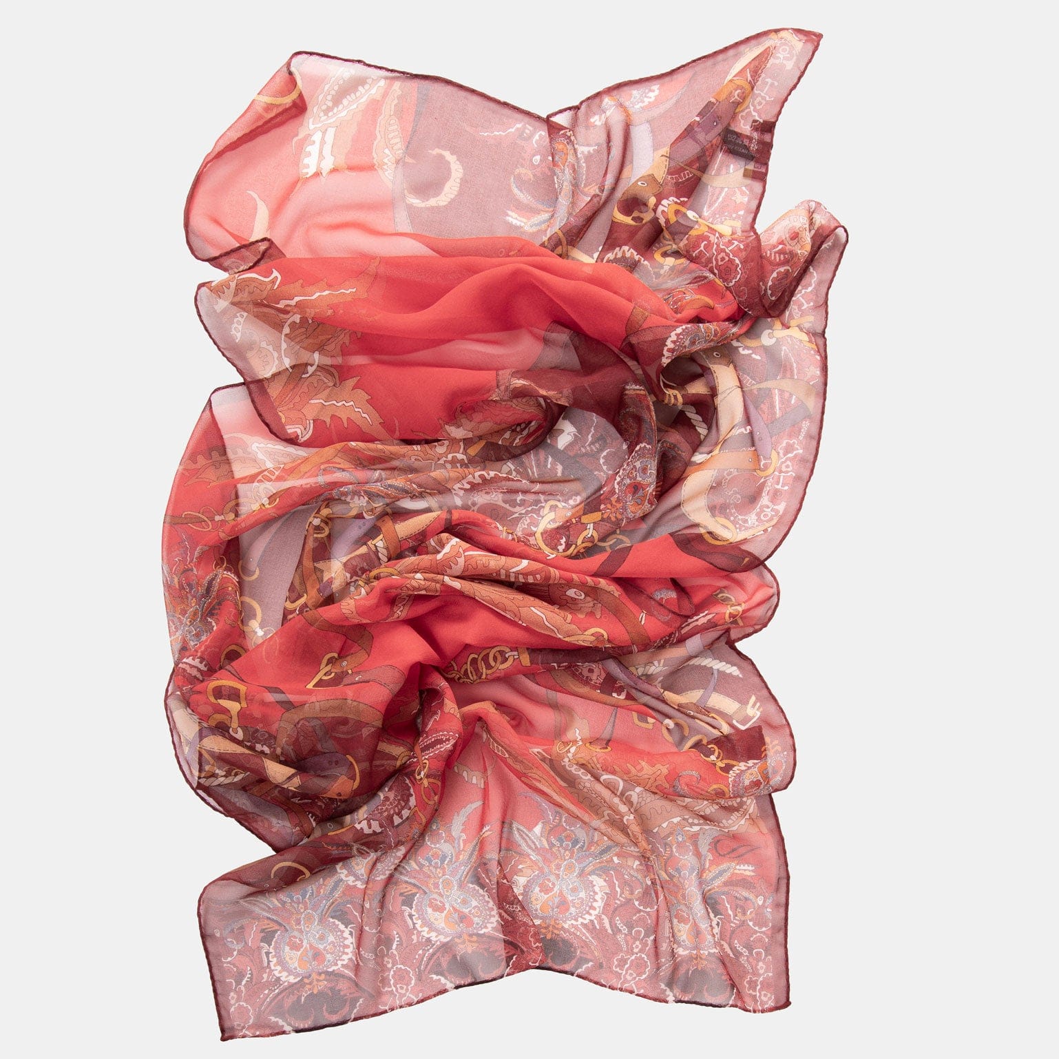 Alessandra - Long Silk Scarf - Red