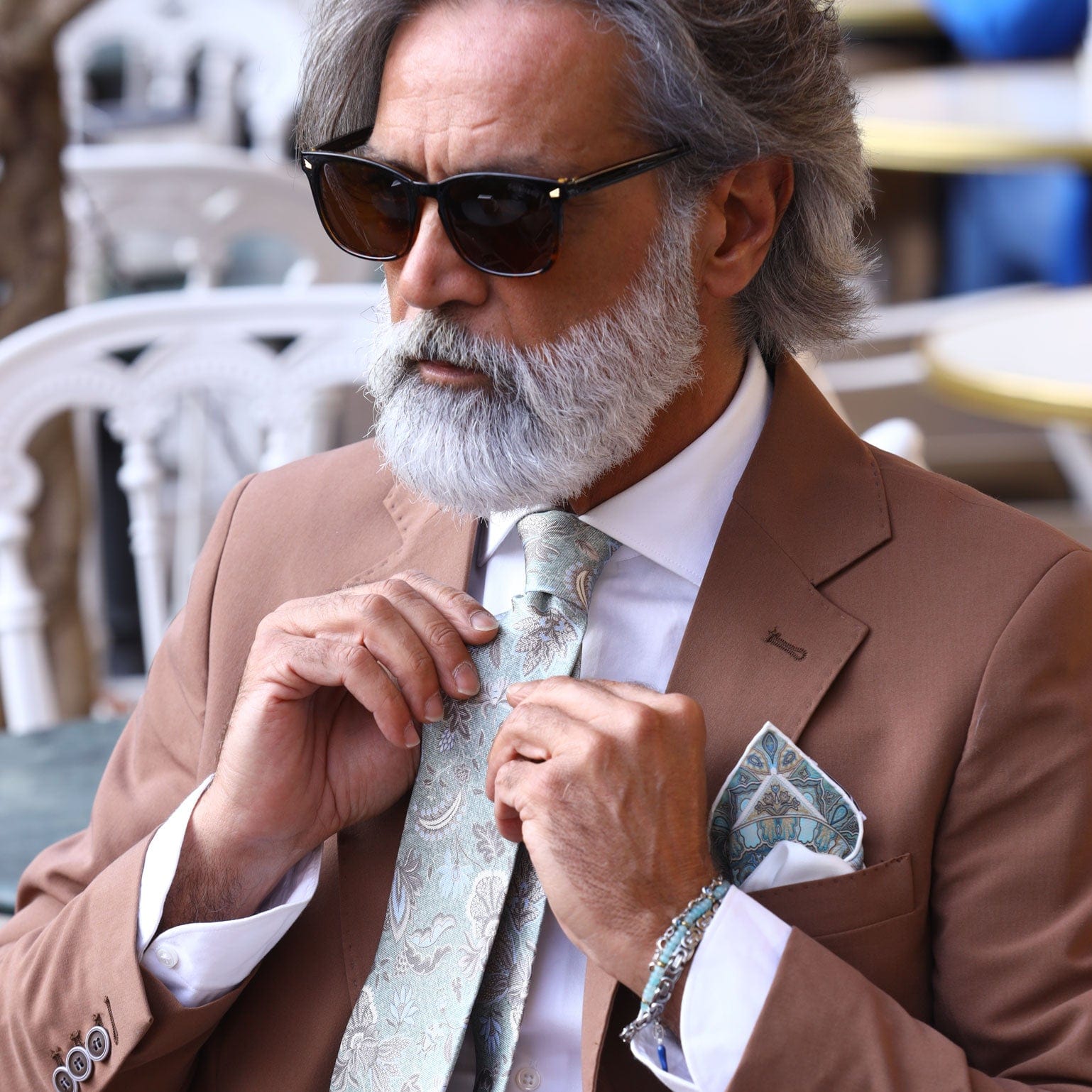 Medici - Printed Silk Tie - Soft Jade