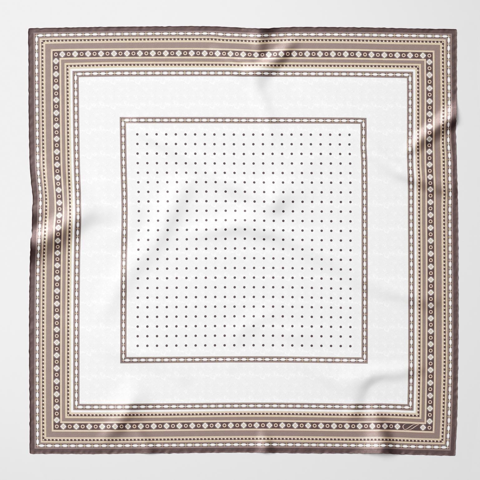 Verona - Silk Neckerchief - White & Sand