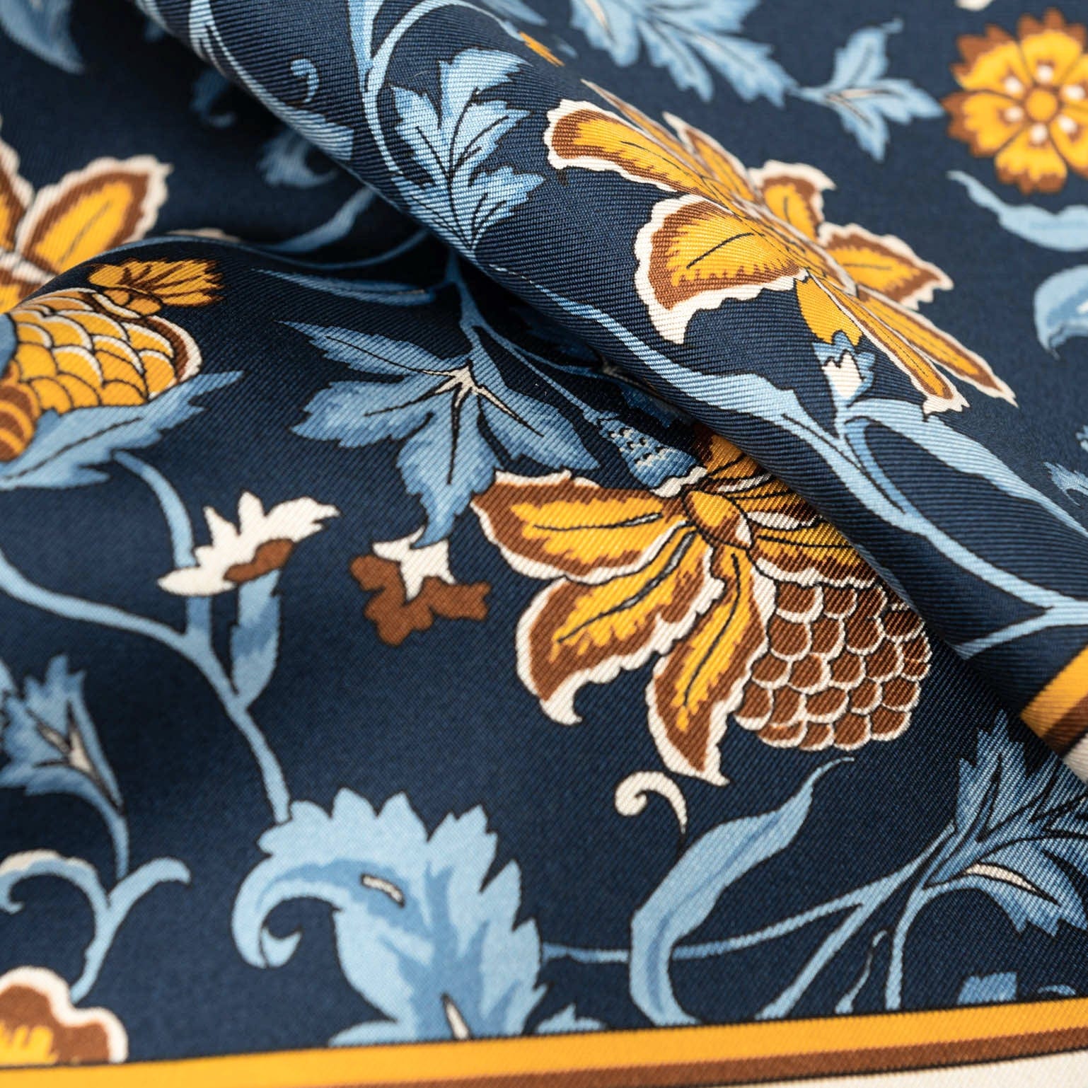 Carrara - Silk Neckerchief - Navy & Mustard
