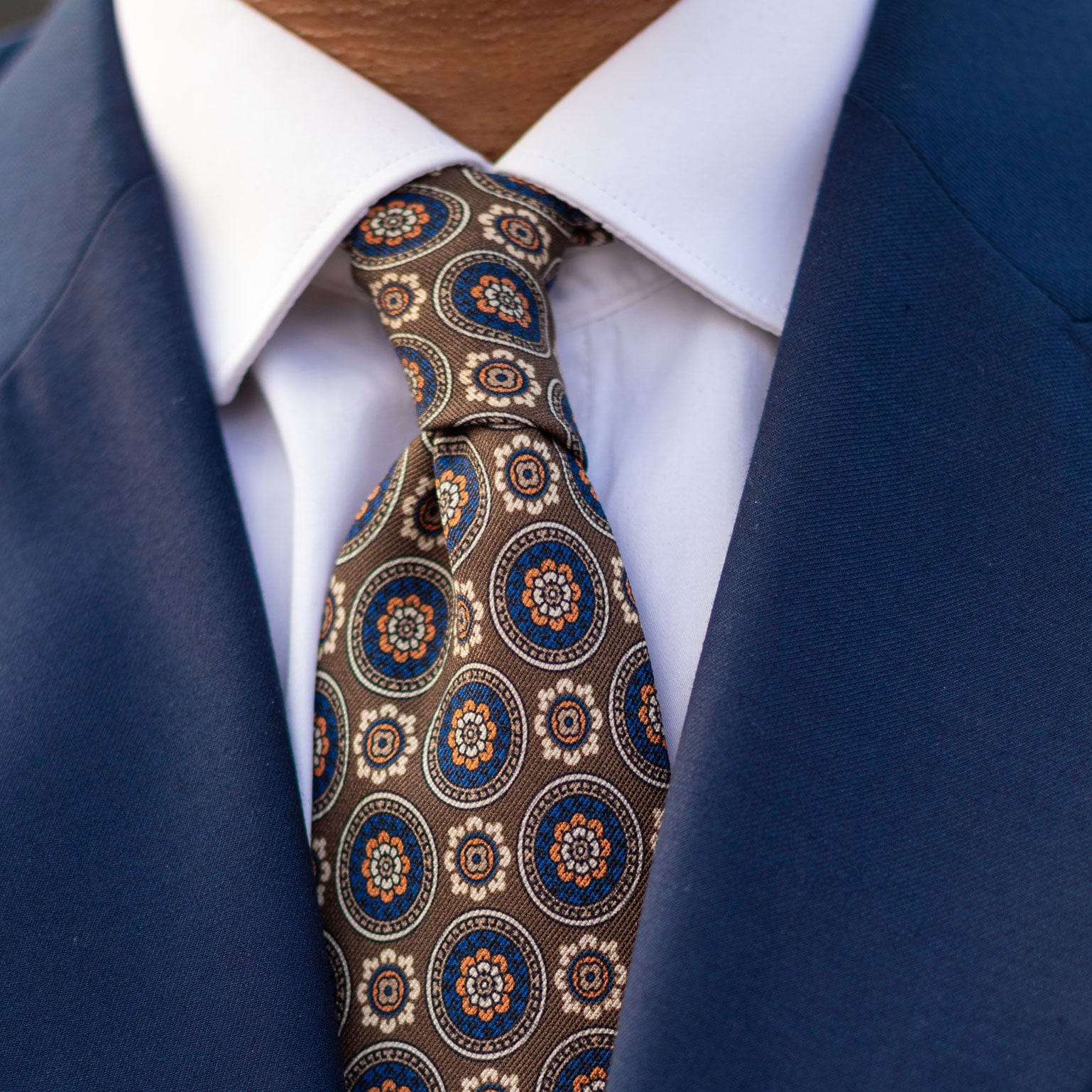 La Vigna - Printed Wool & Silk Tie - Brown