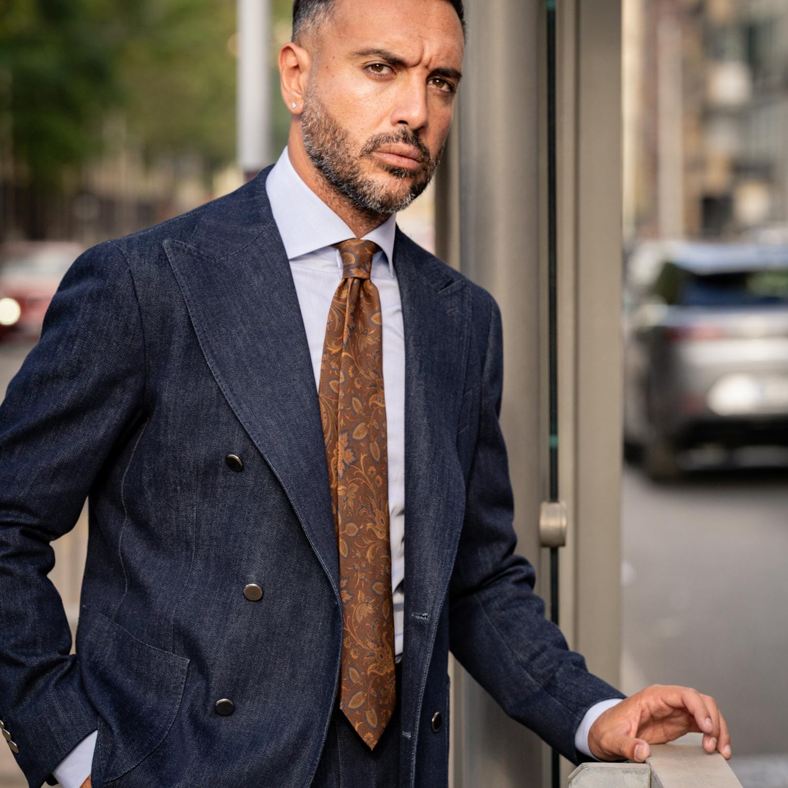 Borromeo - Printed Madder Silk Tie - Pecan Brown