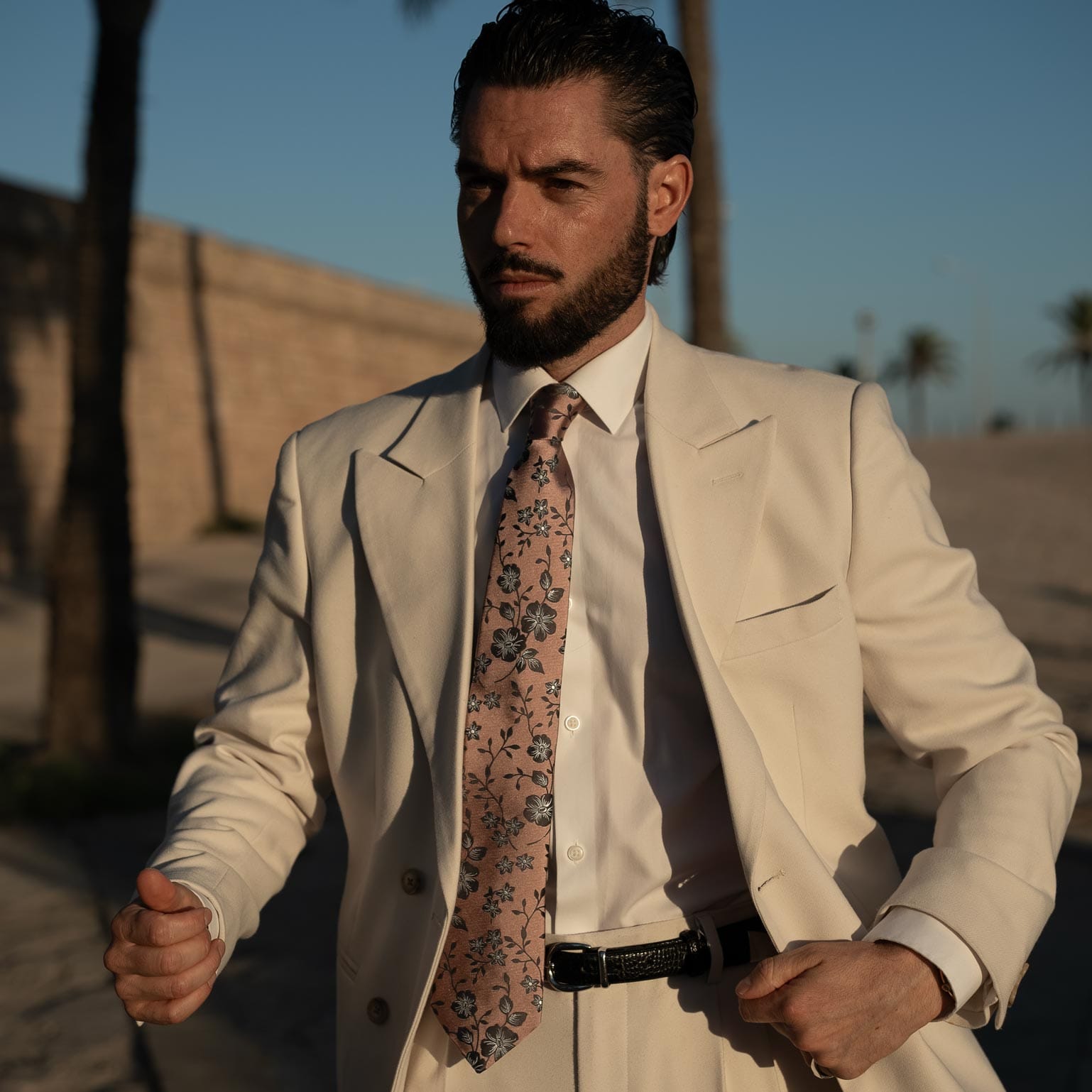 Silvio - Silk Jacquard Tie - Dusty Rose