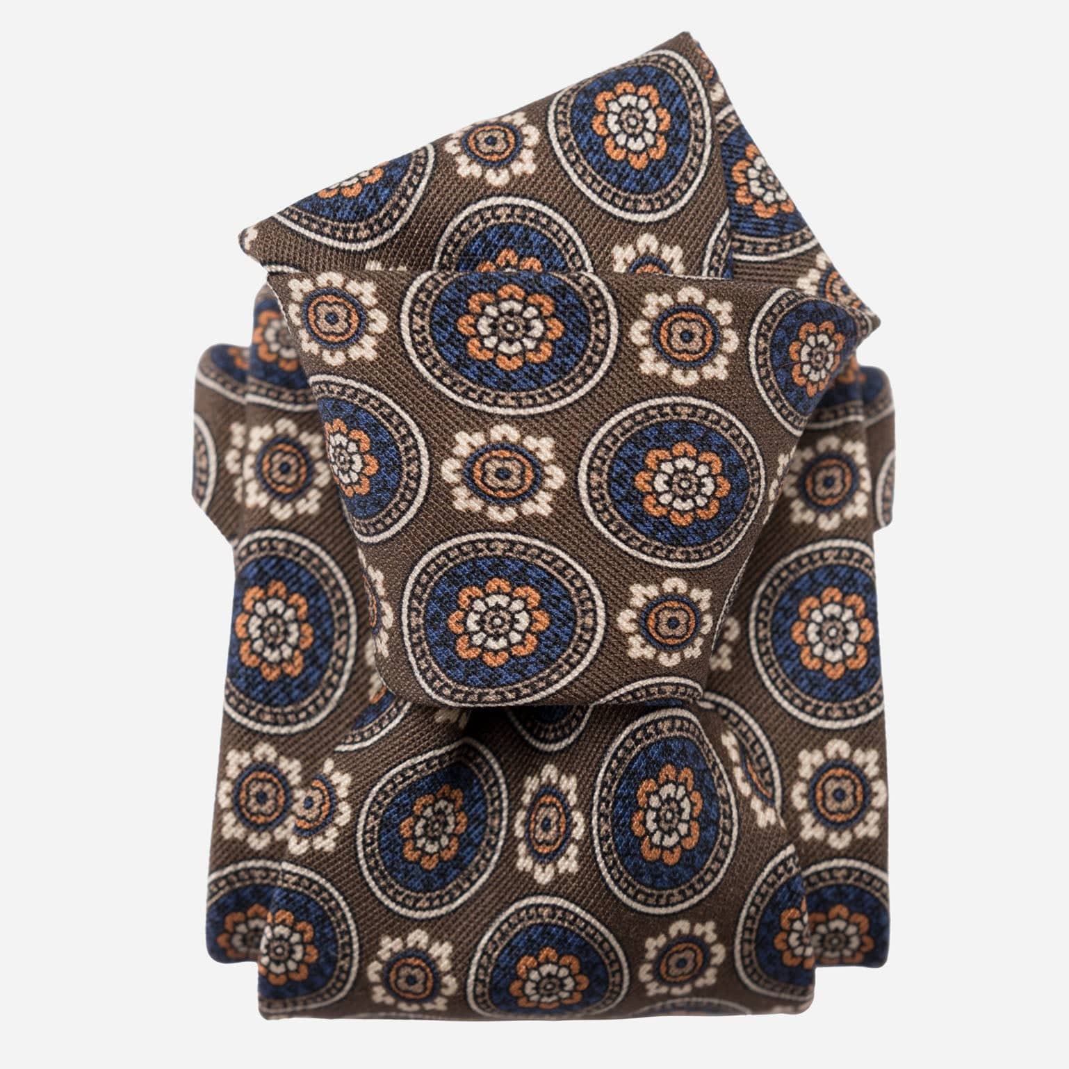 La Vigna - Printed Wool & Silk Tie - Brown