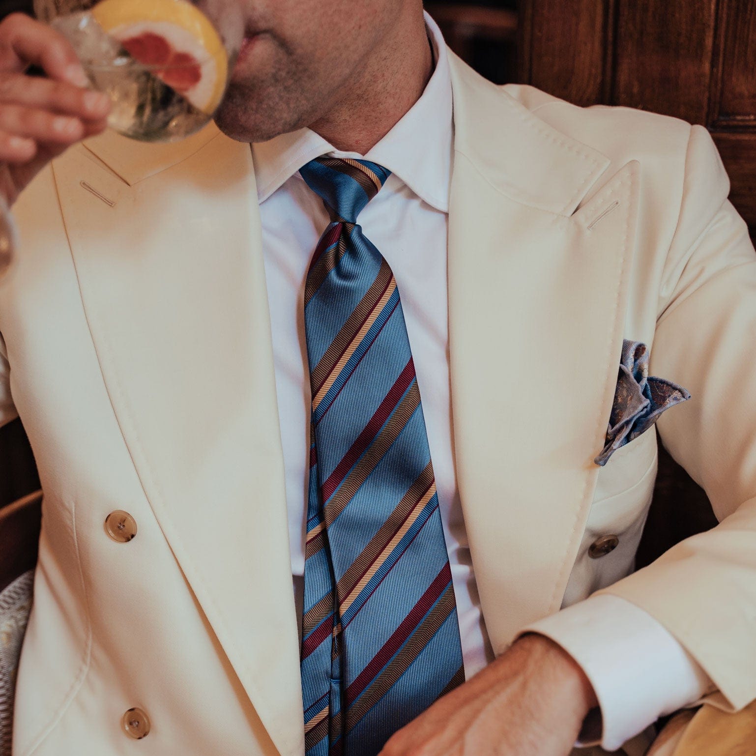 Battisti - Silk Jacquard Tie - Steel Blue