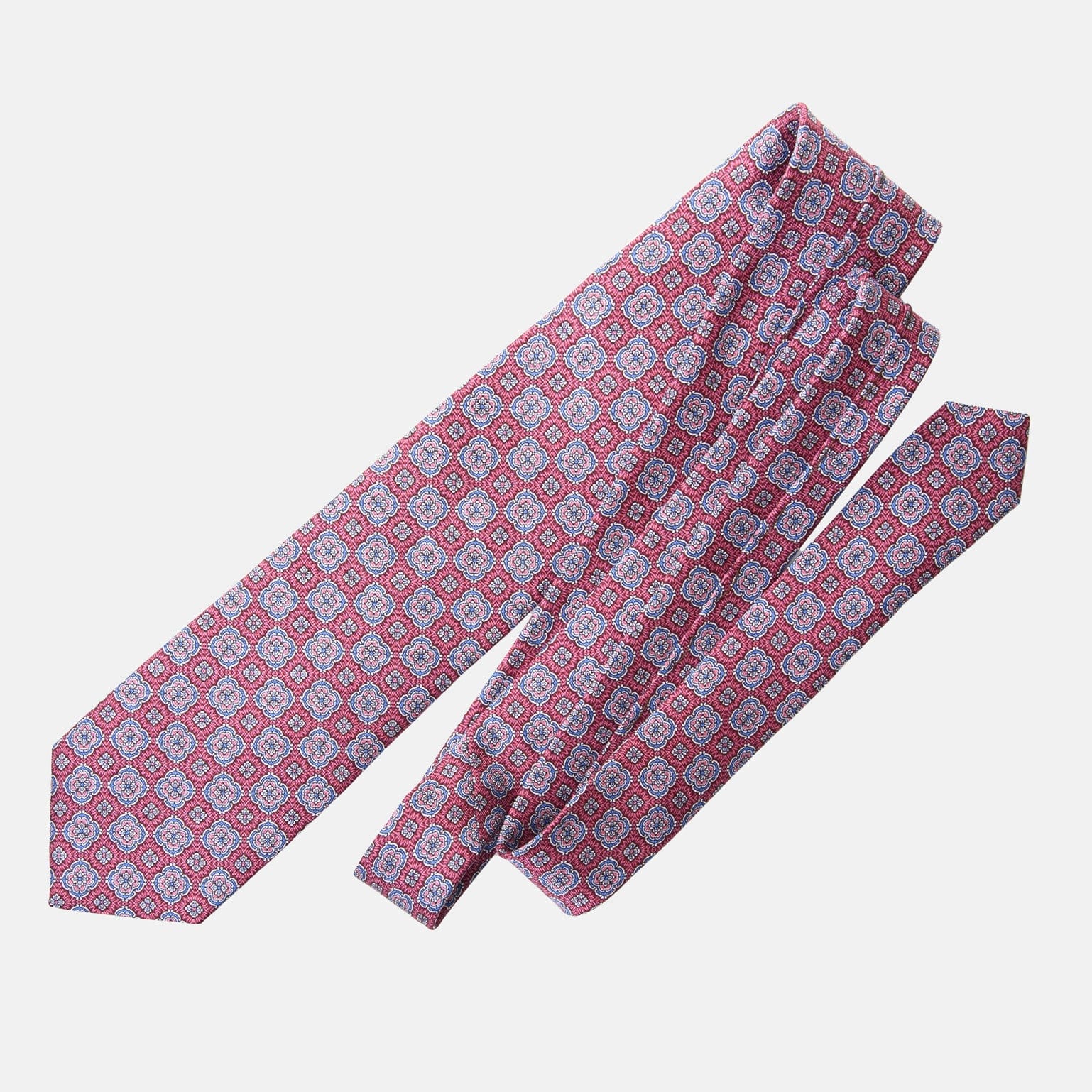 Veneto - Printed Silk Tie - Claret Red