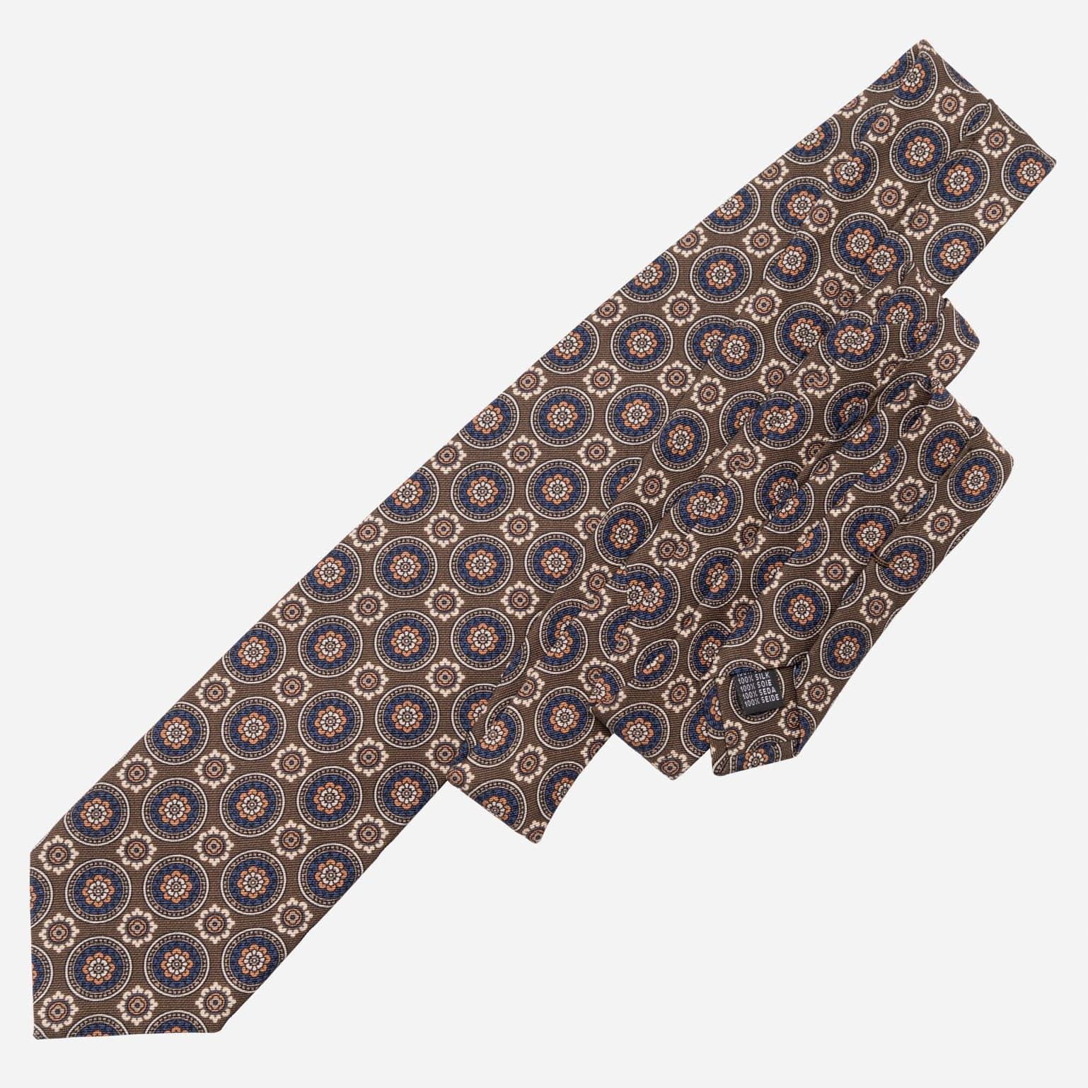 La Vigna - Printed Wool & Silk Tie - Brown