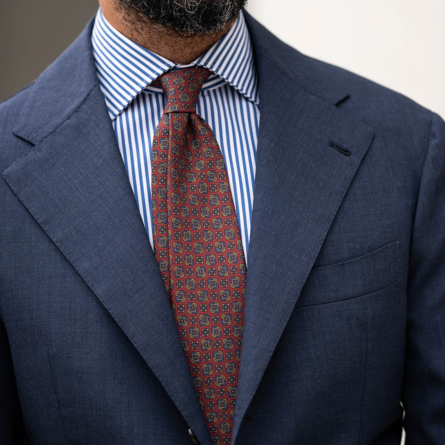 Parma - Printed Madder Silk Tie - Barn Red