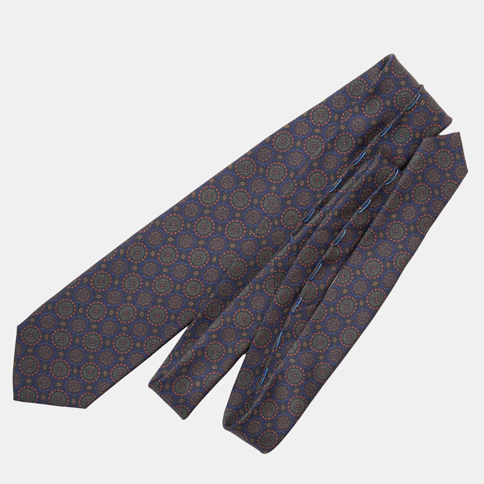 Moretti - Printed Madder Silk Tie - Navy & Green